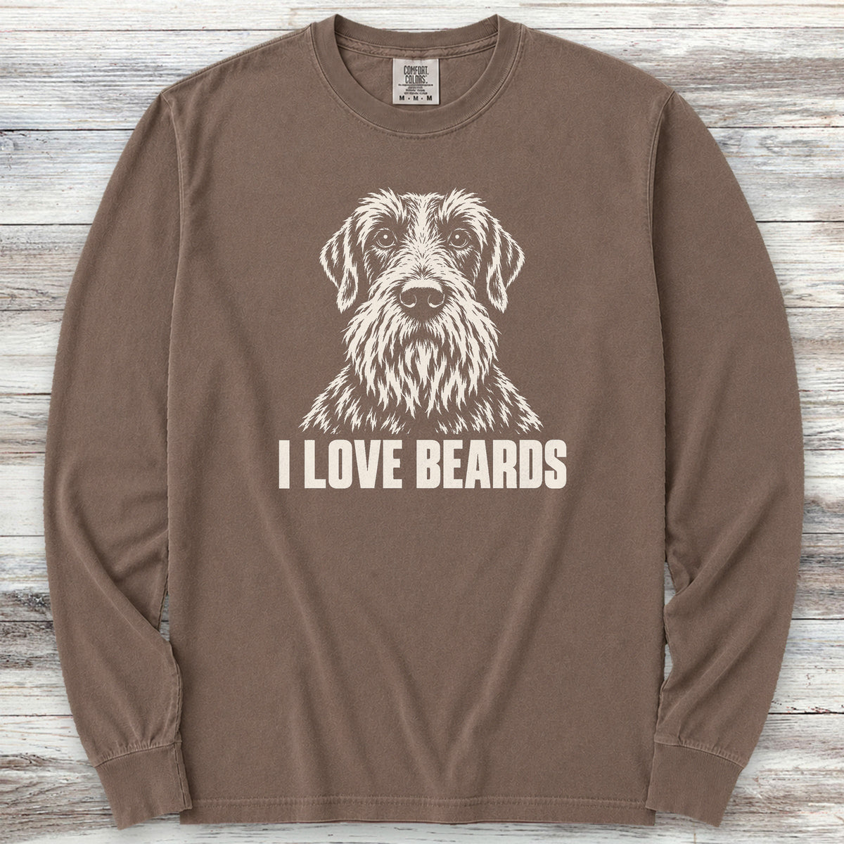Wirehaired Pointing Griffon I Love Beards Long Sleeve Tee - Espresso