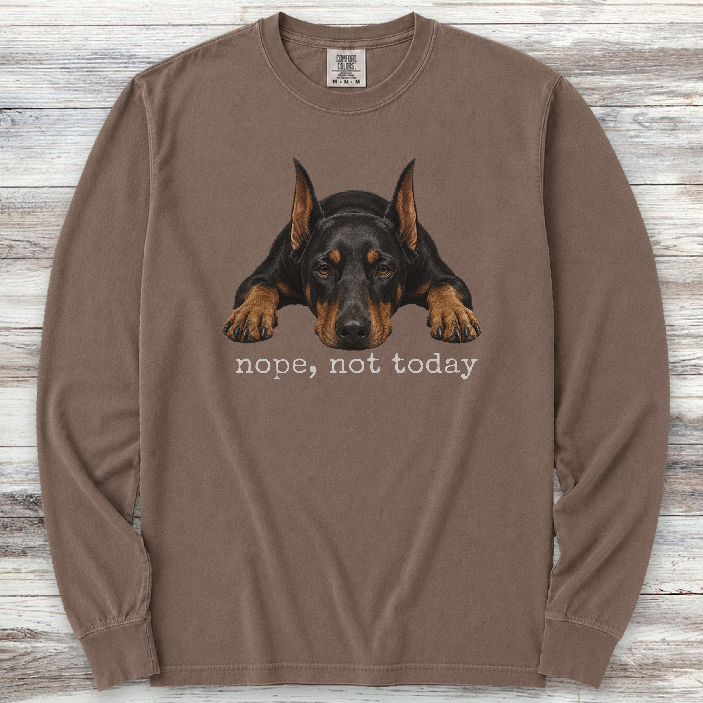 Doberman Nope Long Sleeve Tee - Espresso