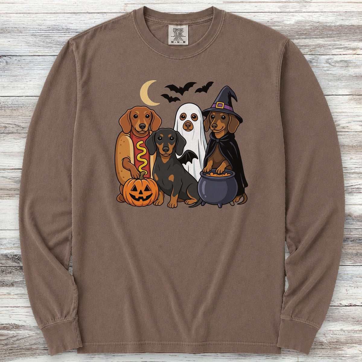 Dachshund Halloween Long Sleeve Tee - Espresso