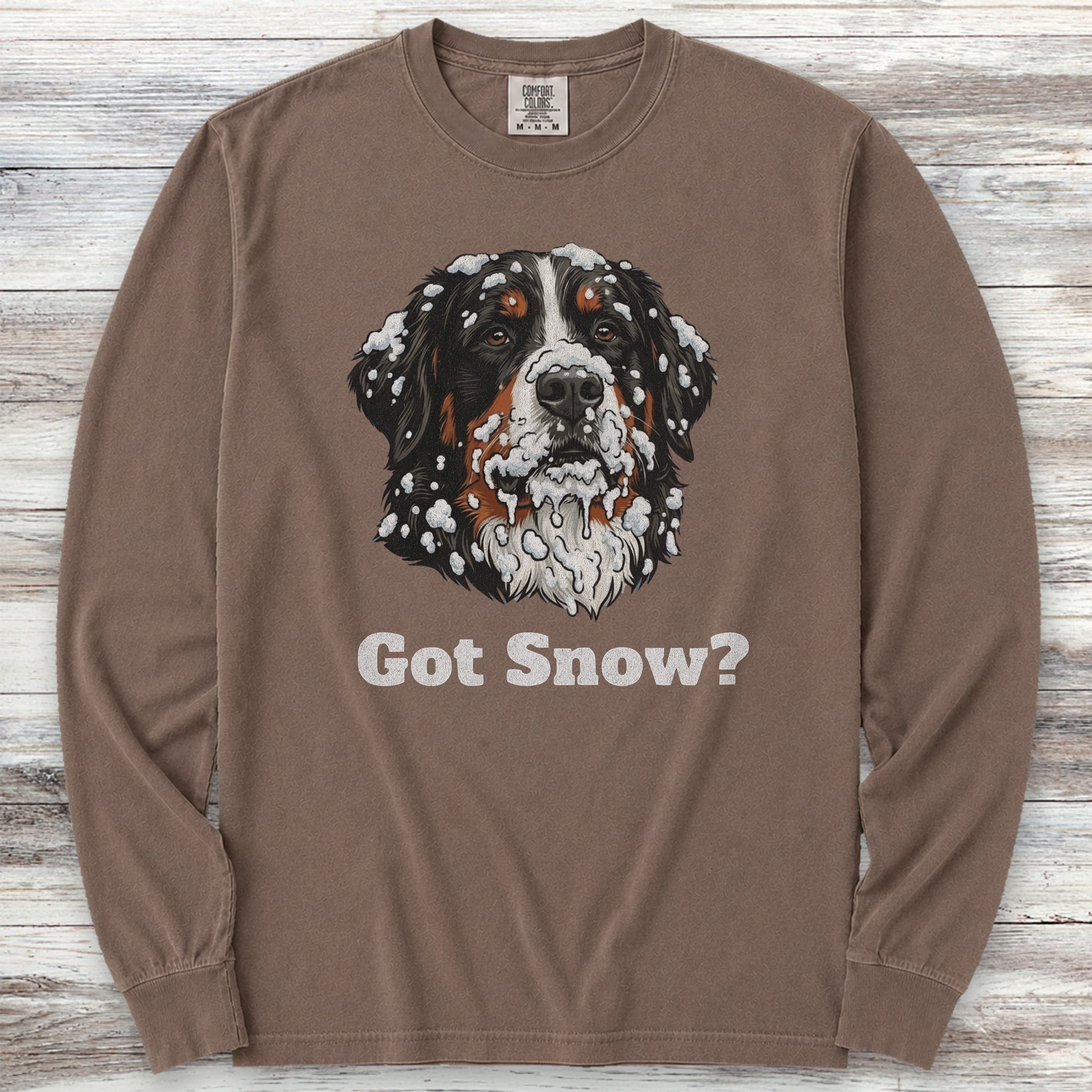 Bernese Mountain Dog Got Snow Long Sleeve Tee - Espresso