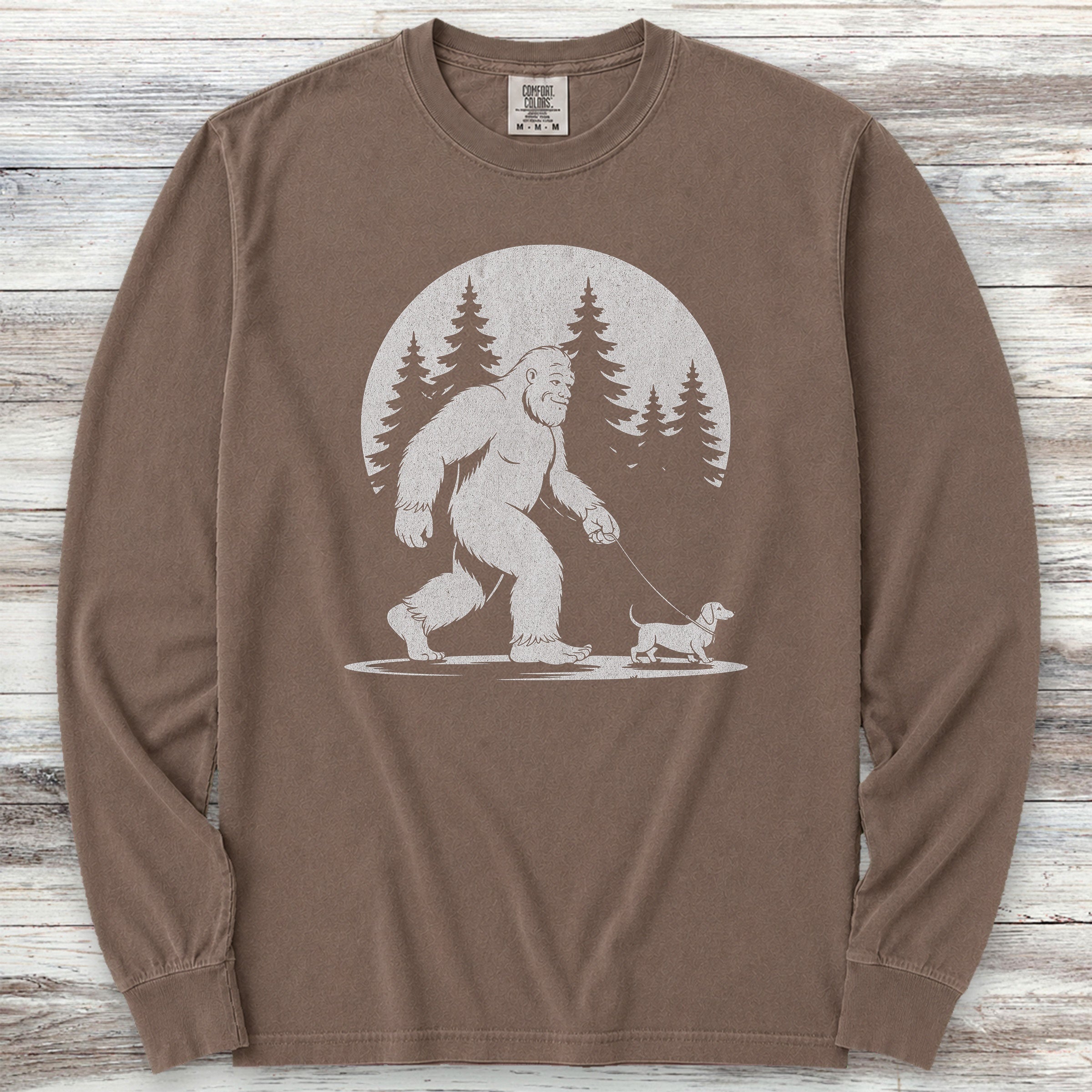 Dachshund Bigfoot Long Sleeve Tee - Espresso