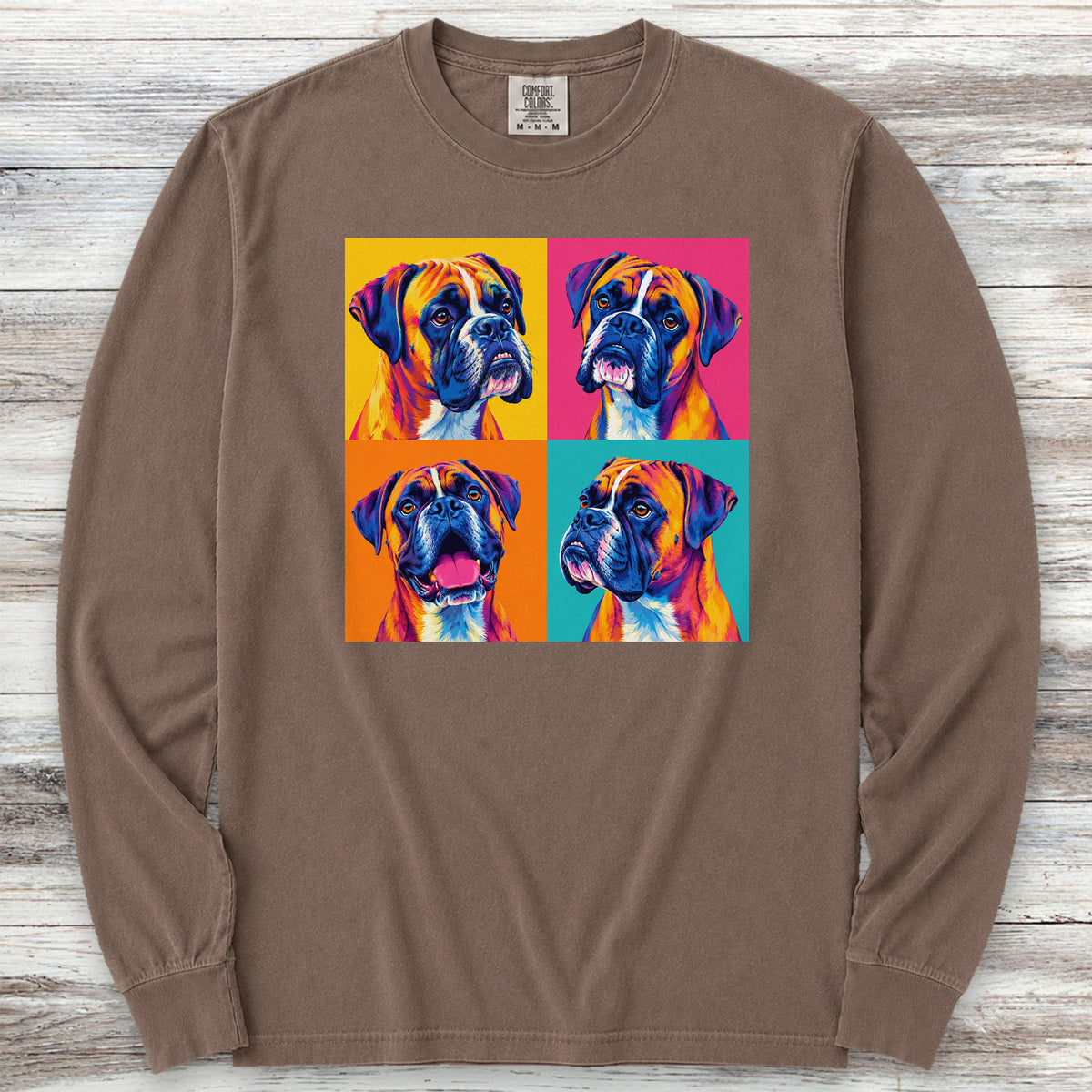 Boxer Pop Art Long Sleeve Tee - Espresso