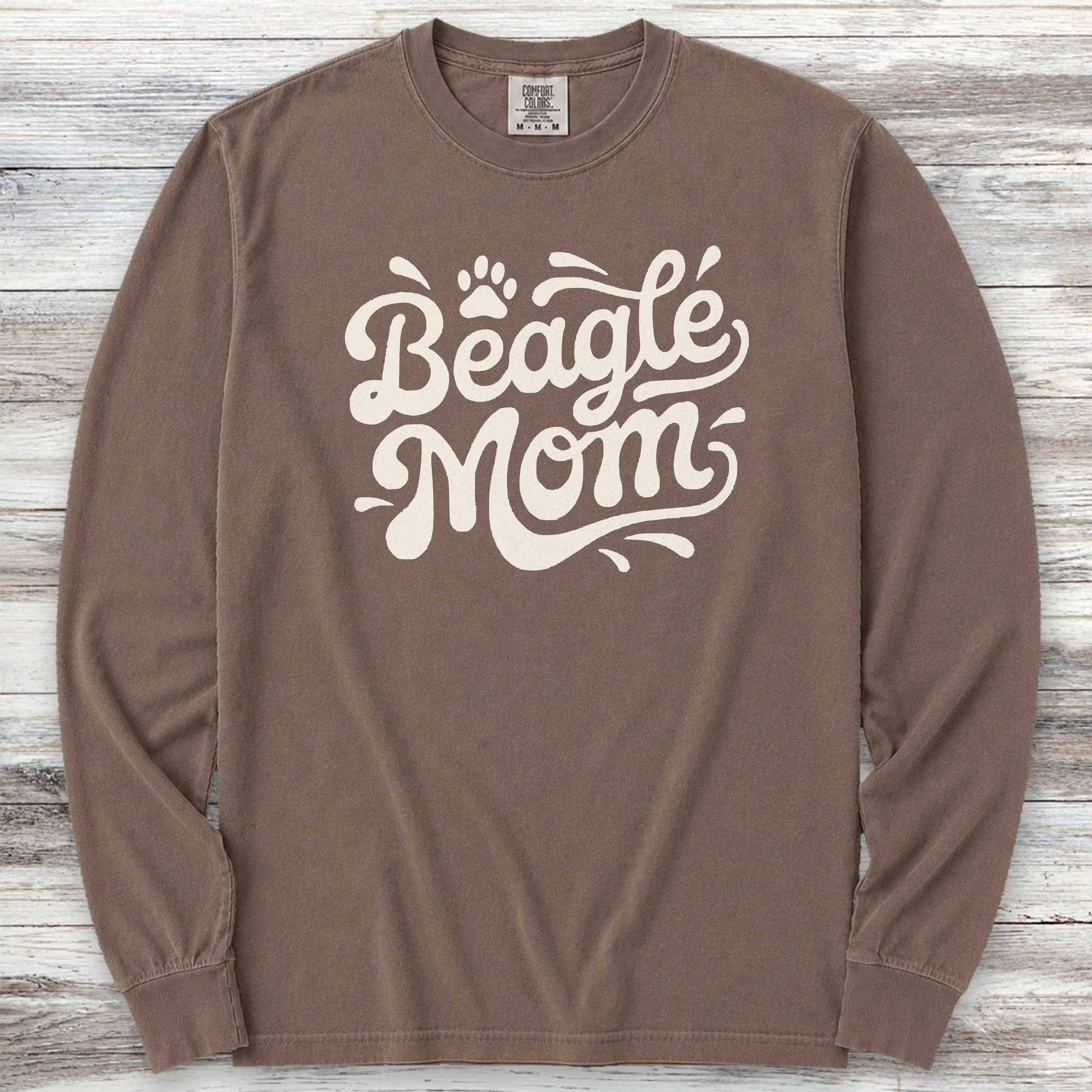 Beagle Groovy Mom Long Sleeve Tee - Espresso
