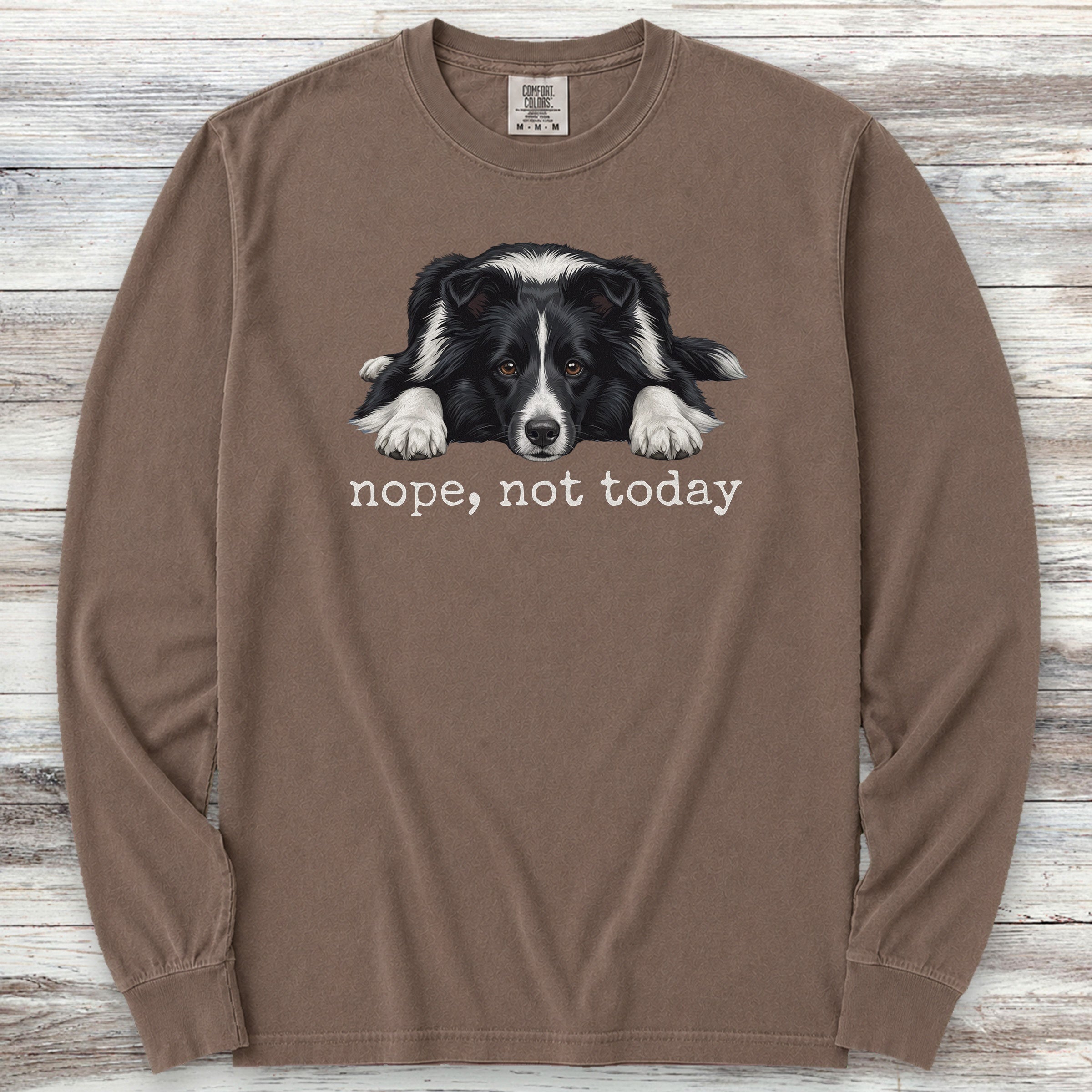 Shetland Sheepdog Bi-Black Nope Long Sleeve Tee - Espresso