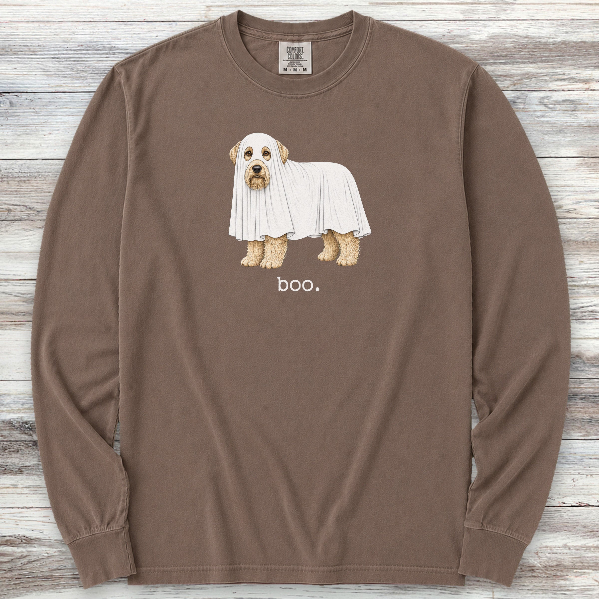 Soft Coated Wheaten Terrier Boo Long Sleeve Tee - Espresso
