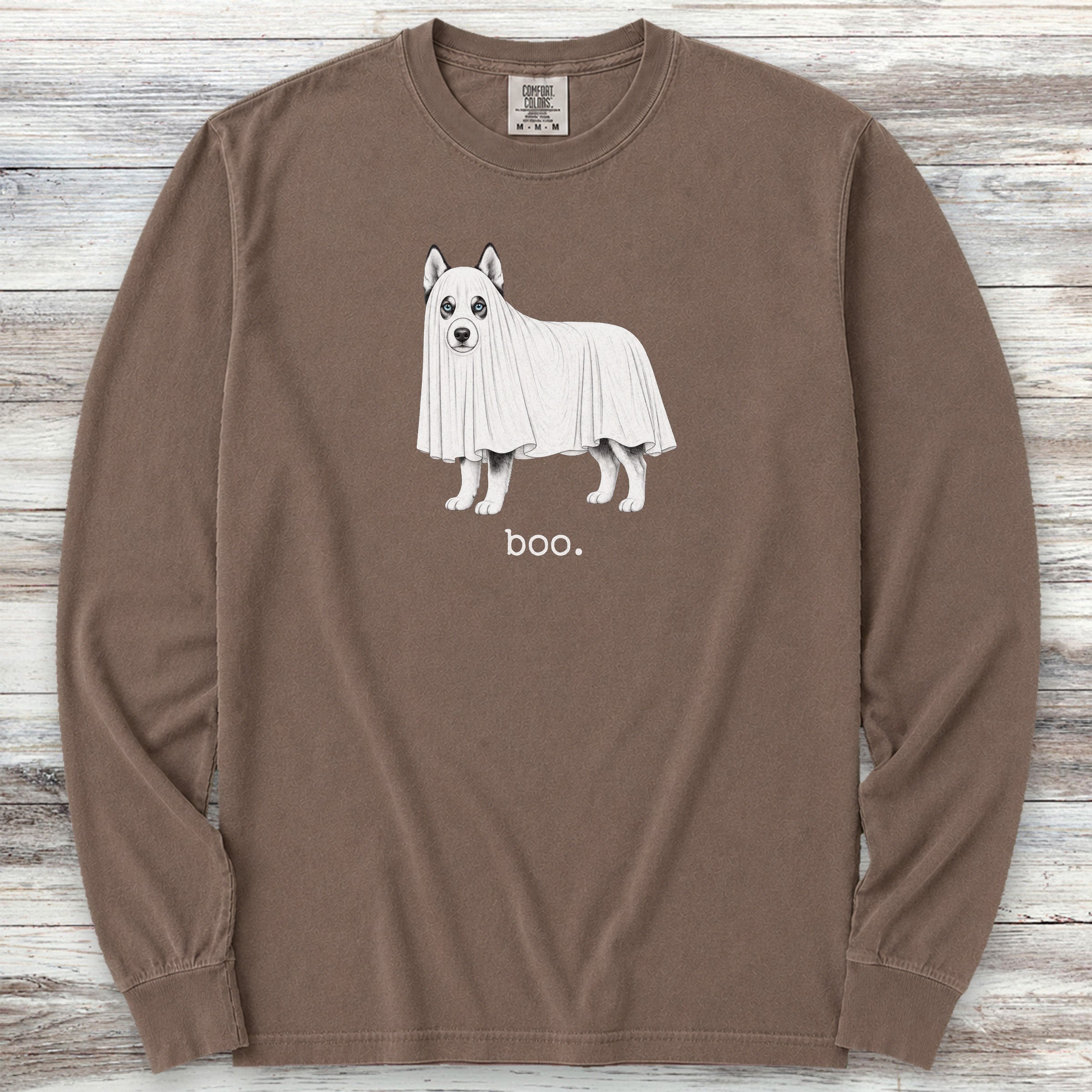 Siberian Husky Boo Long Sleeve Tee - Espresso