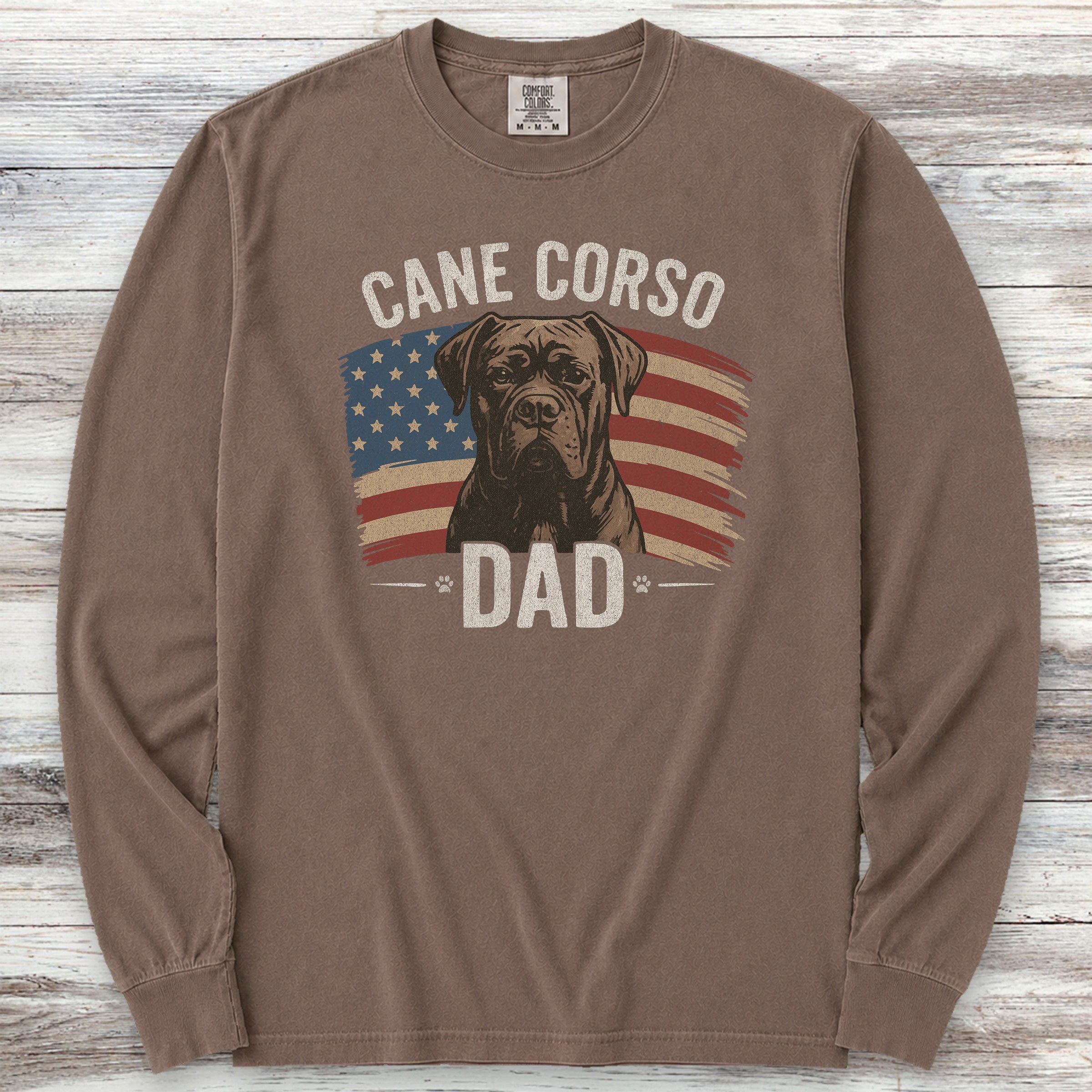Cane Corso Dad Flag Long Sleeve Tee - Espresso