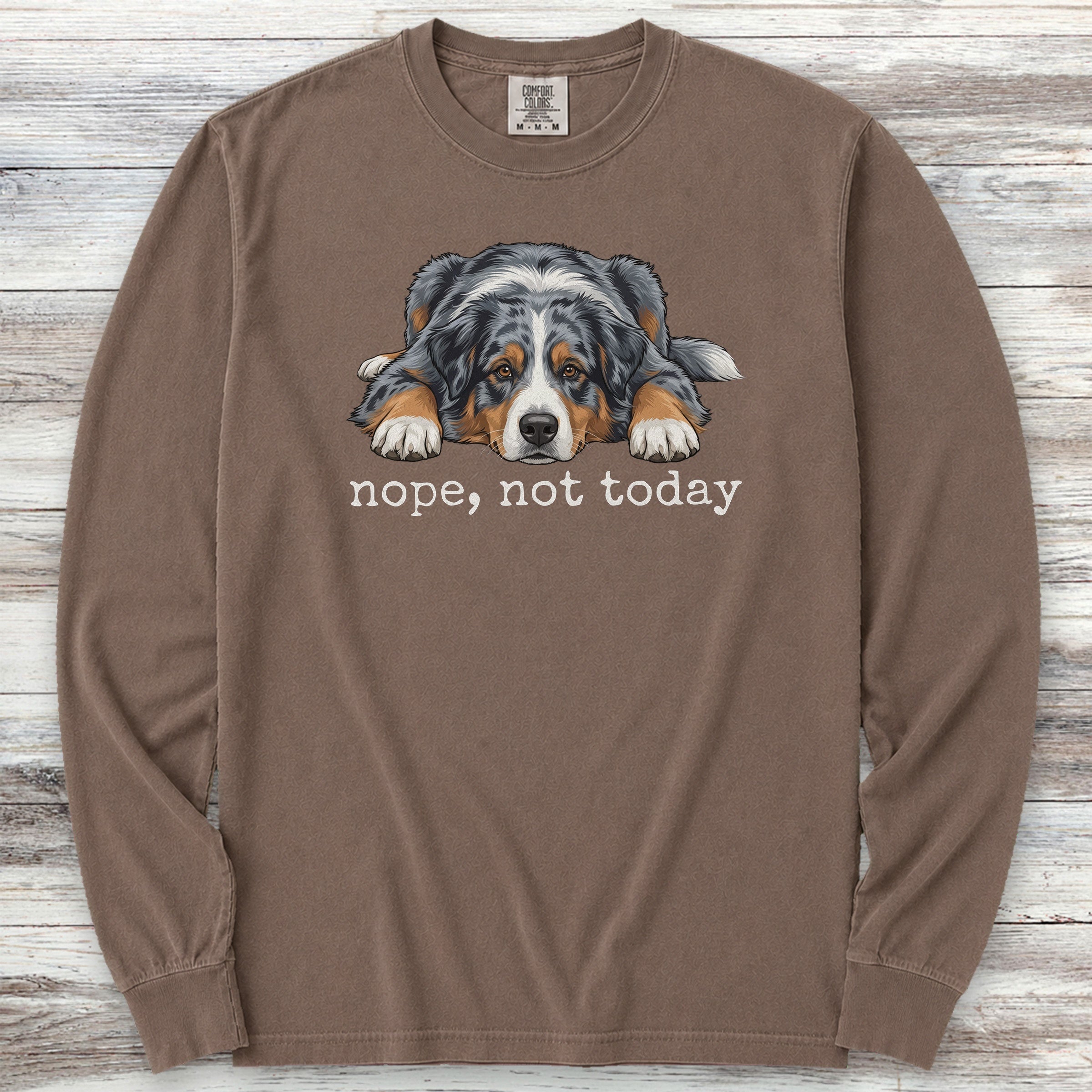 Australian Shepherd Nope Long Sleeve Tee - Espresso