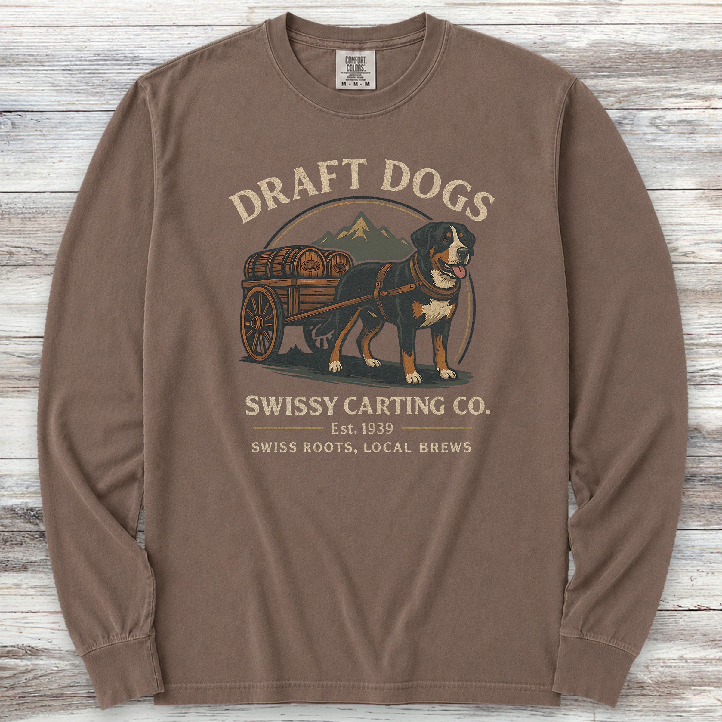 Swiss Mountain Dog Draft Dogs Long Sleeve Tee - Espresso