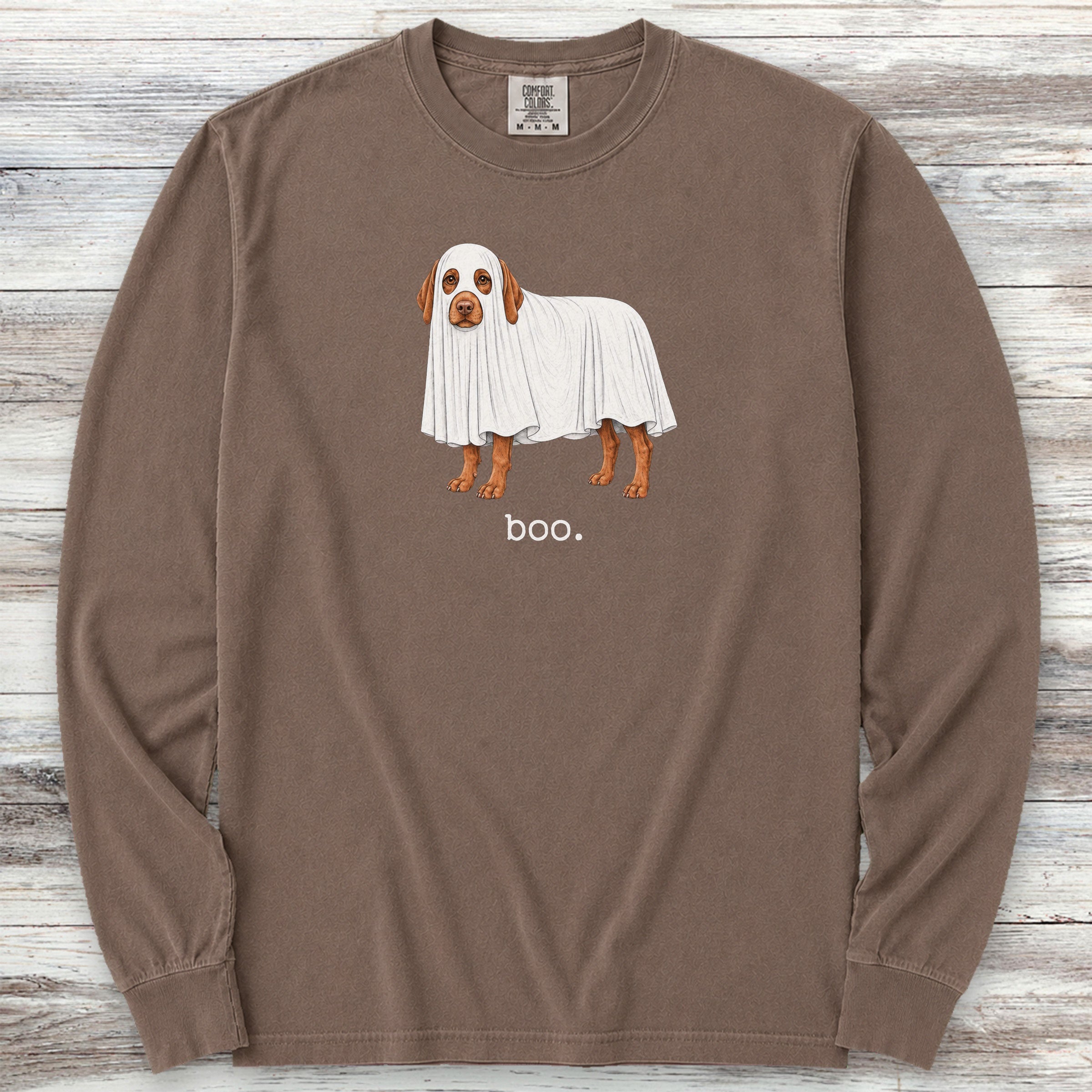 Vizsla Boo Long Sleeve Tee - Espresso