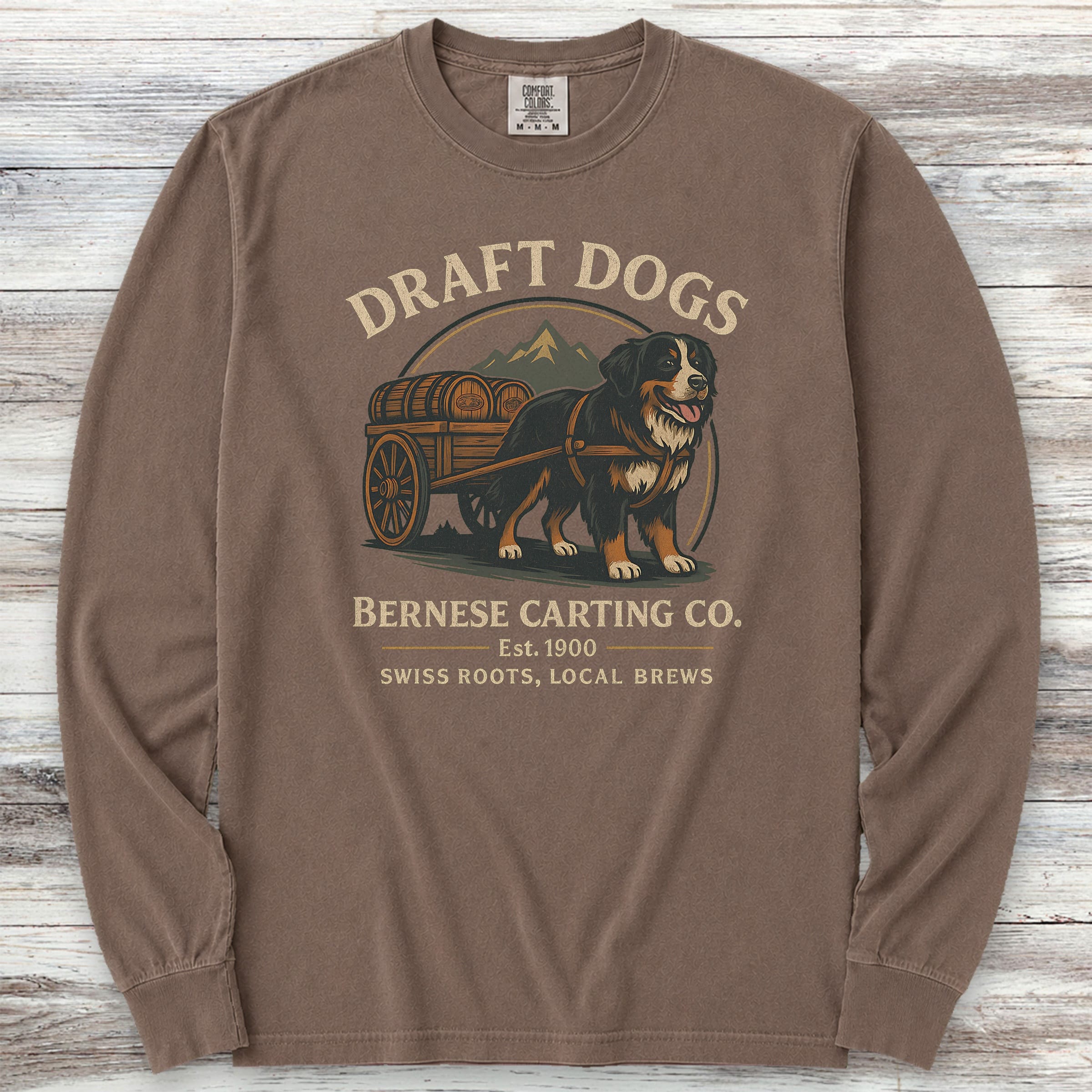 Bernese Mountain Dog Draft Dogs Long Sleeve Tee - Espresso