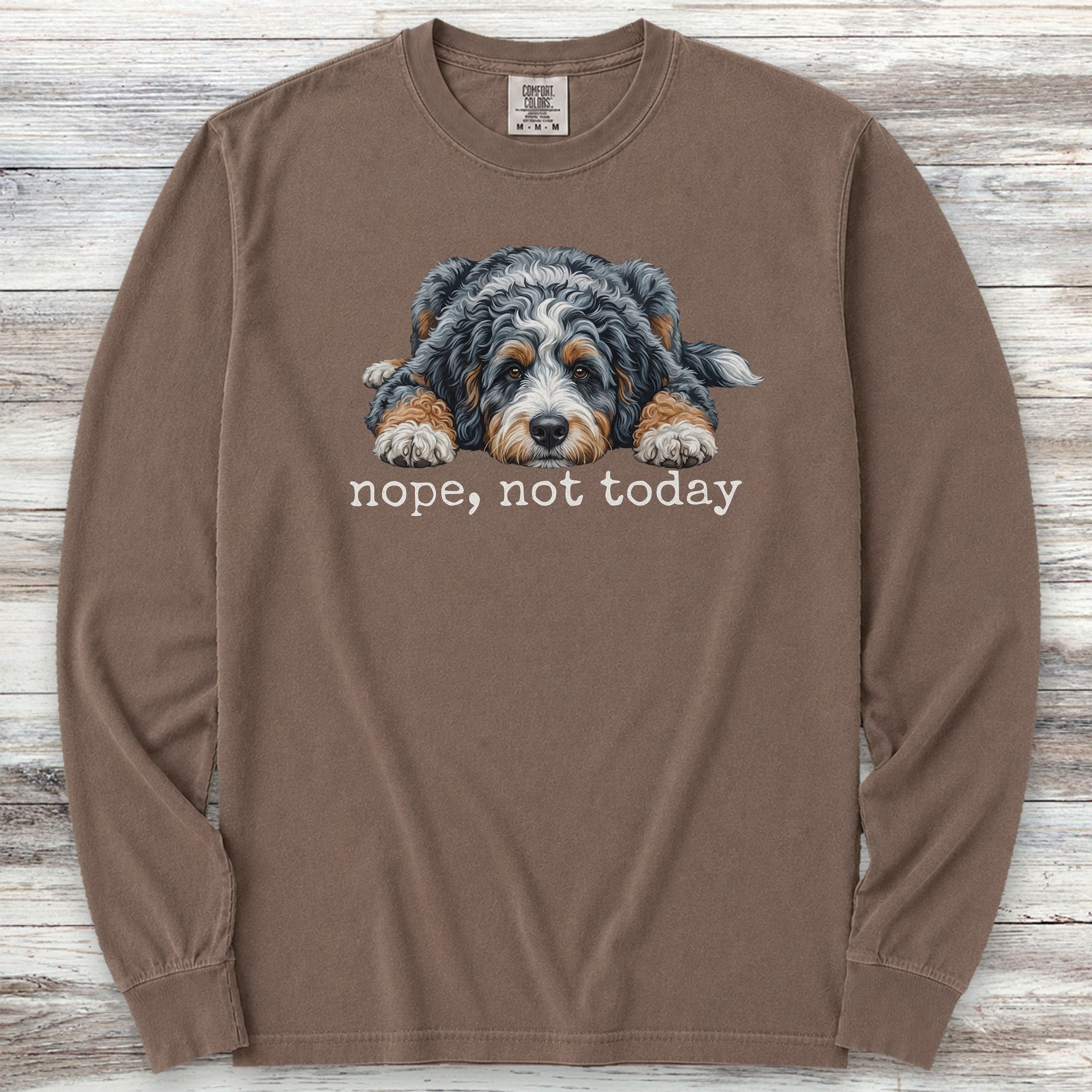 Aussiedoodle Nope Long Sleeve Tee - Espresso