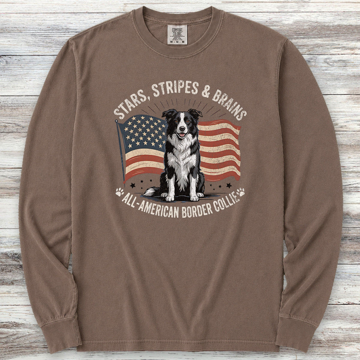 Border Collie All American Long Sleeve Tee - Espresso