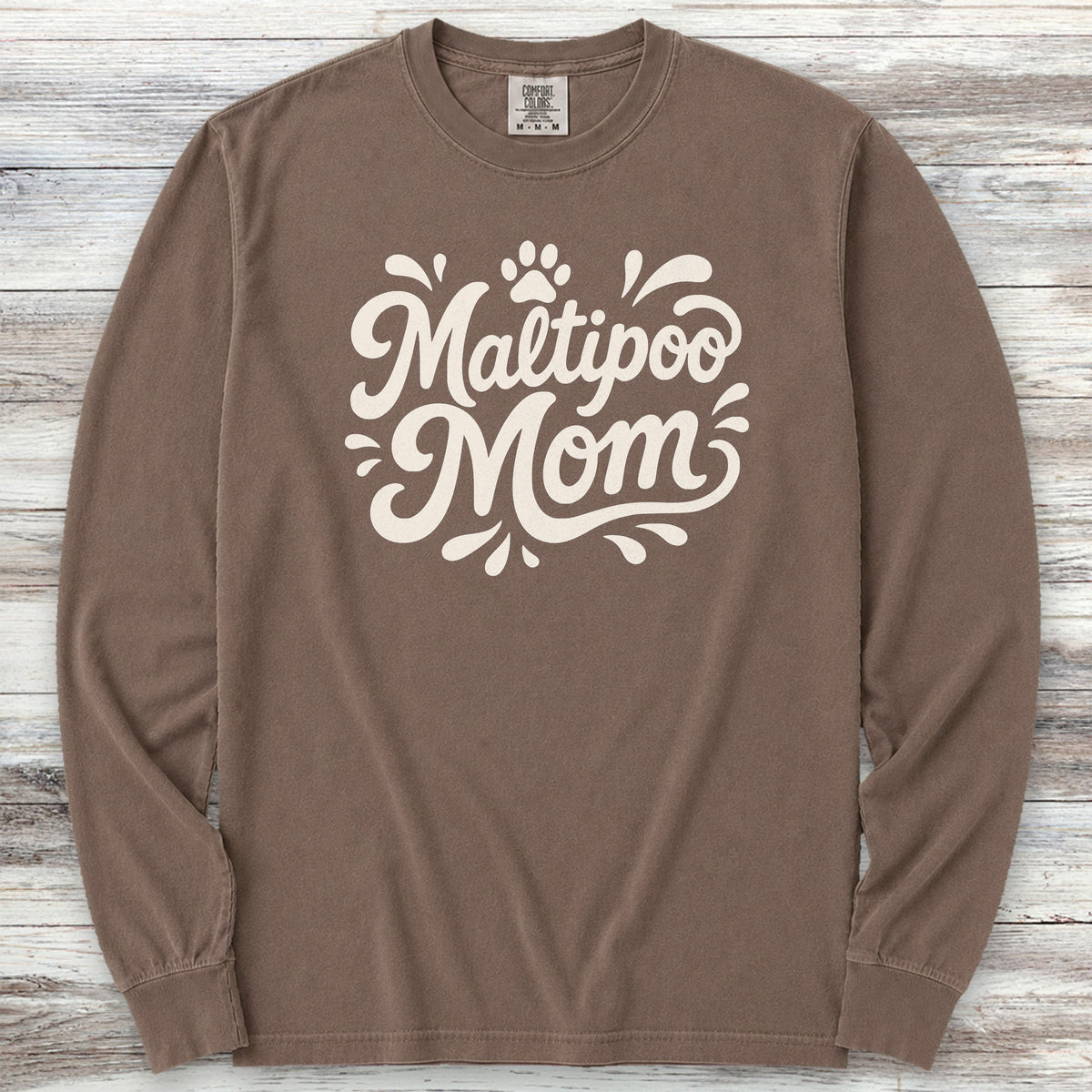 Maltipoo Groovy Mom Long Sleeve Tee - Espresso