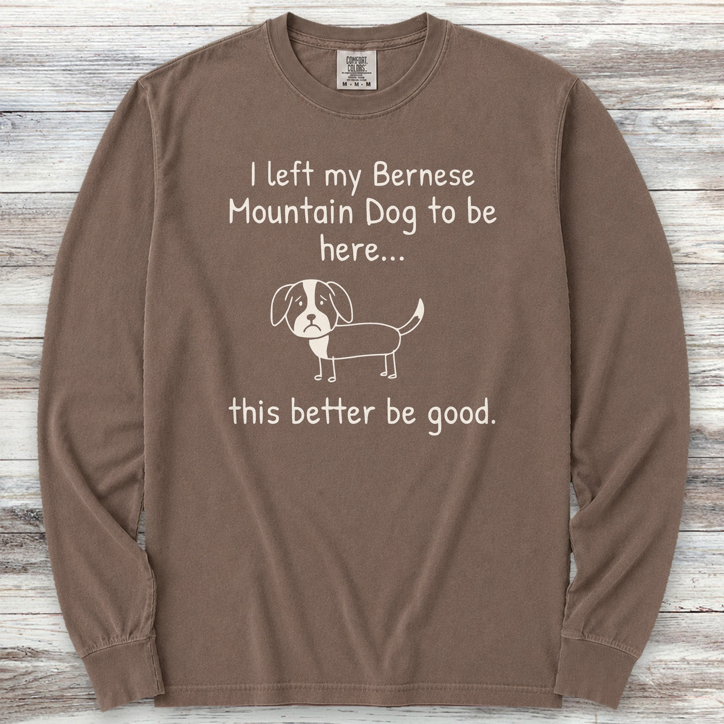 Bernese Mountain Dog Lonely Long Sleeve Tee - Espresso