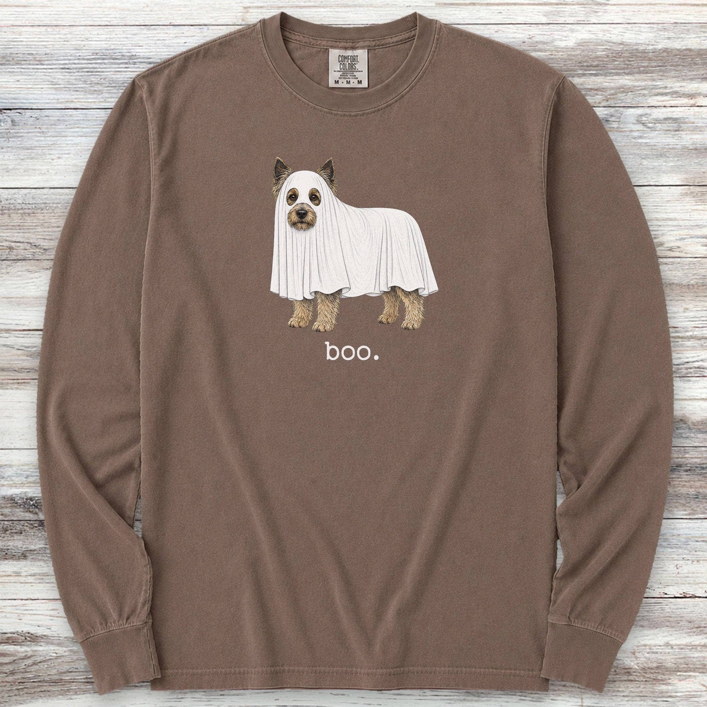 Cairn Terrier Boo Long Sleeve Tee - Espresso