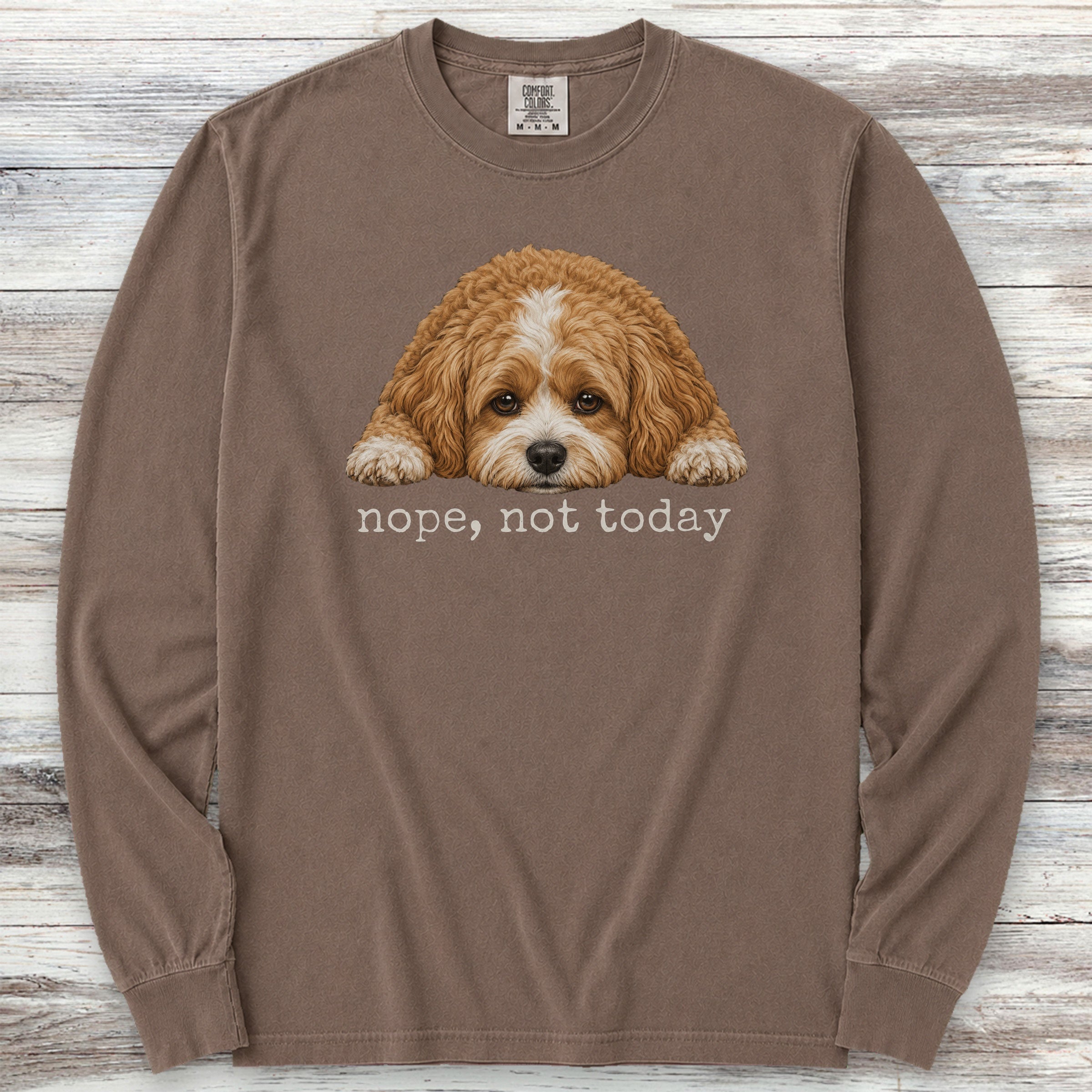 Cavapoo Nope Long Sleeve Tee - Espresso