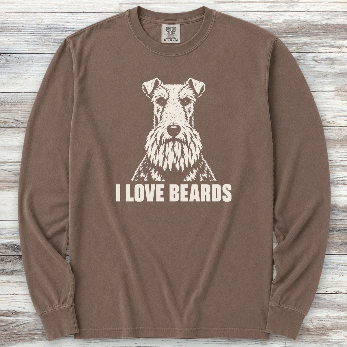 Wire Fox Terrier I Love Beards Long Sleeve Tee - Espresso