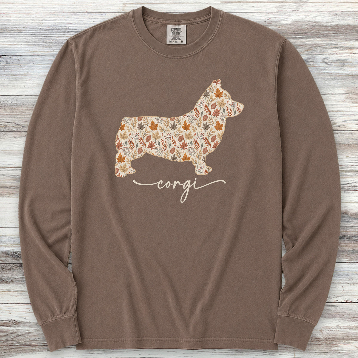 Corgi Fall Long Sleeve Tee - Espresso