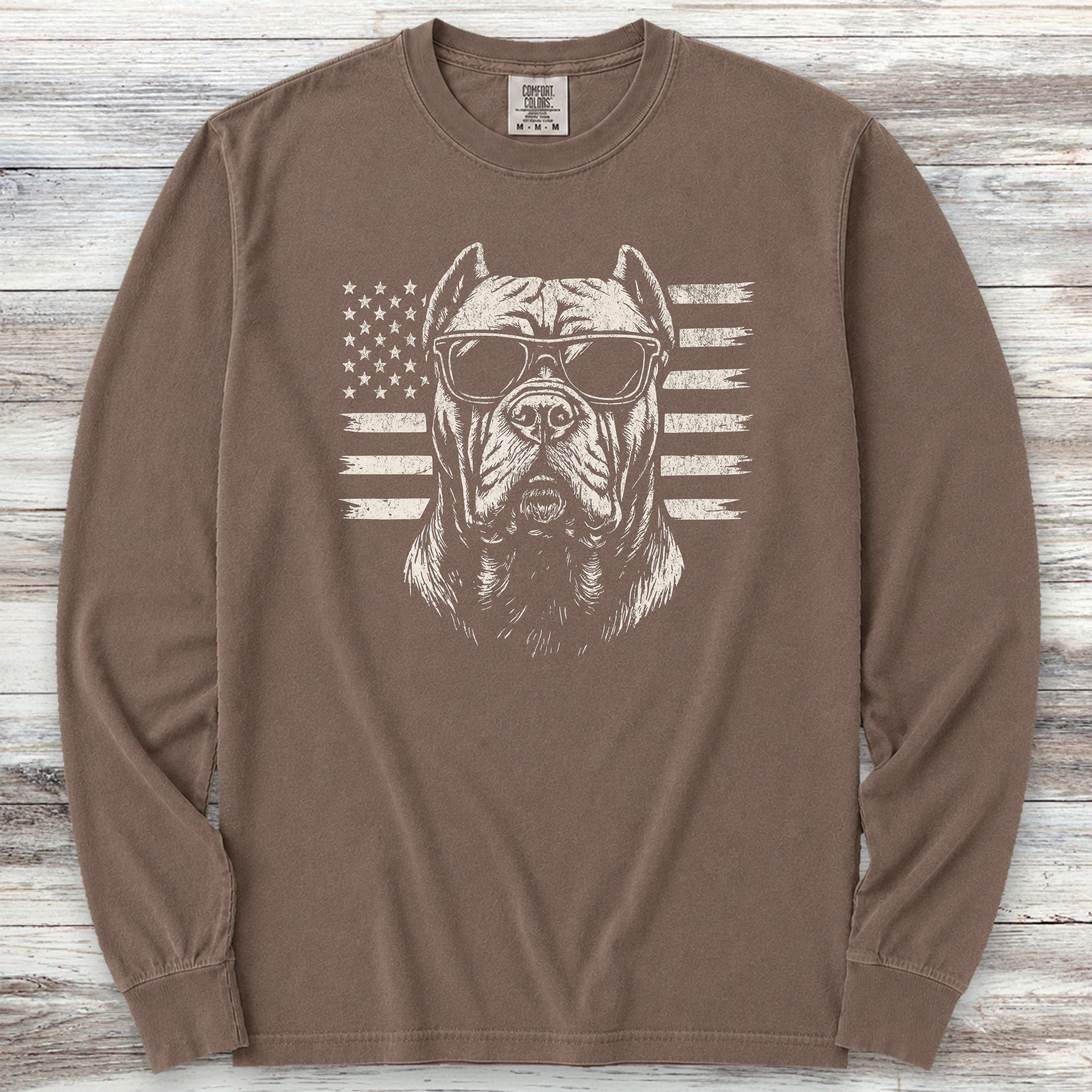 Cane Corso Flag Long Sleeve Tee - Espresso