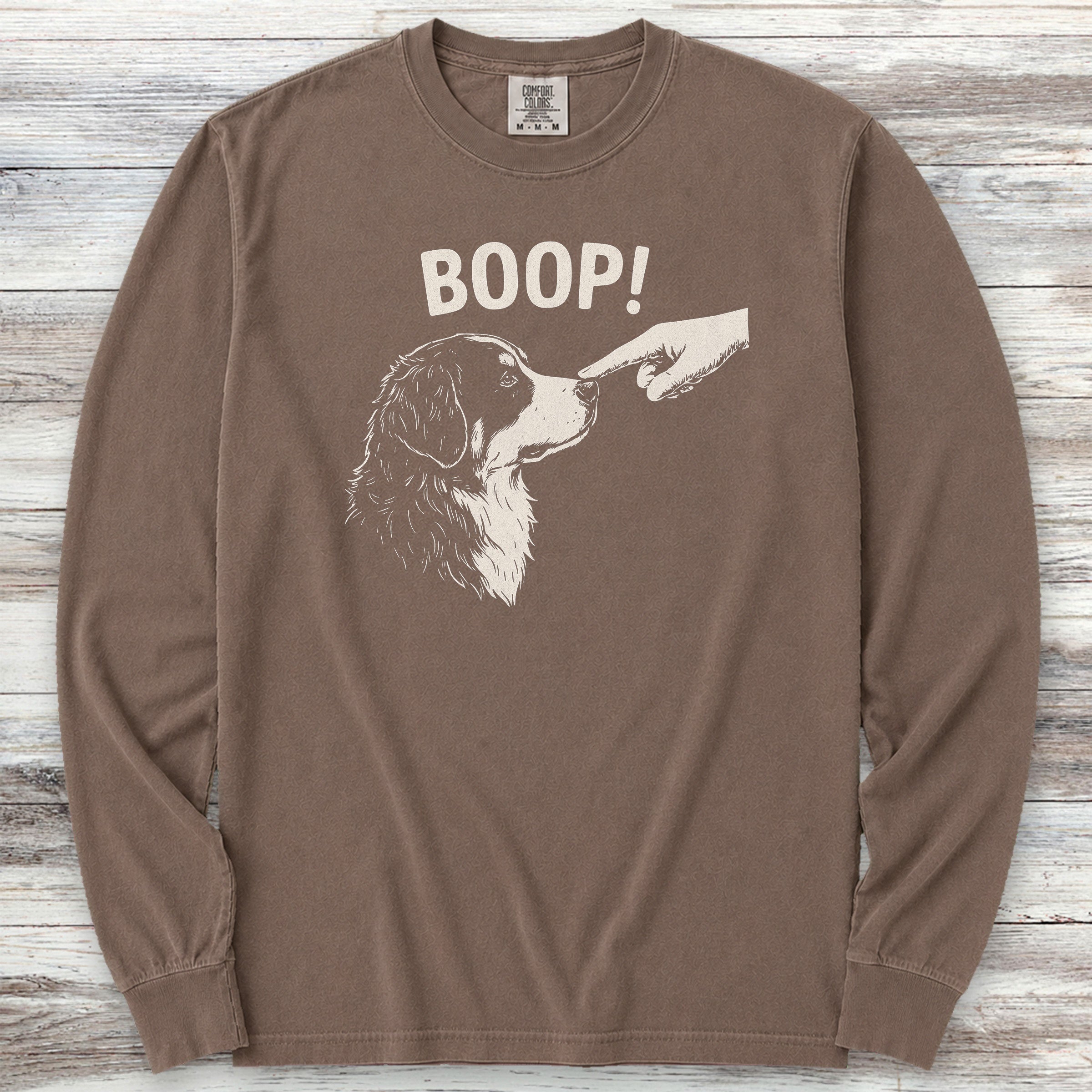 Bernese Mountain Dog BOOP! Long Sleeve Tee - Espresso