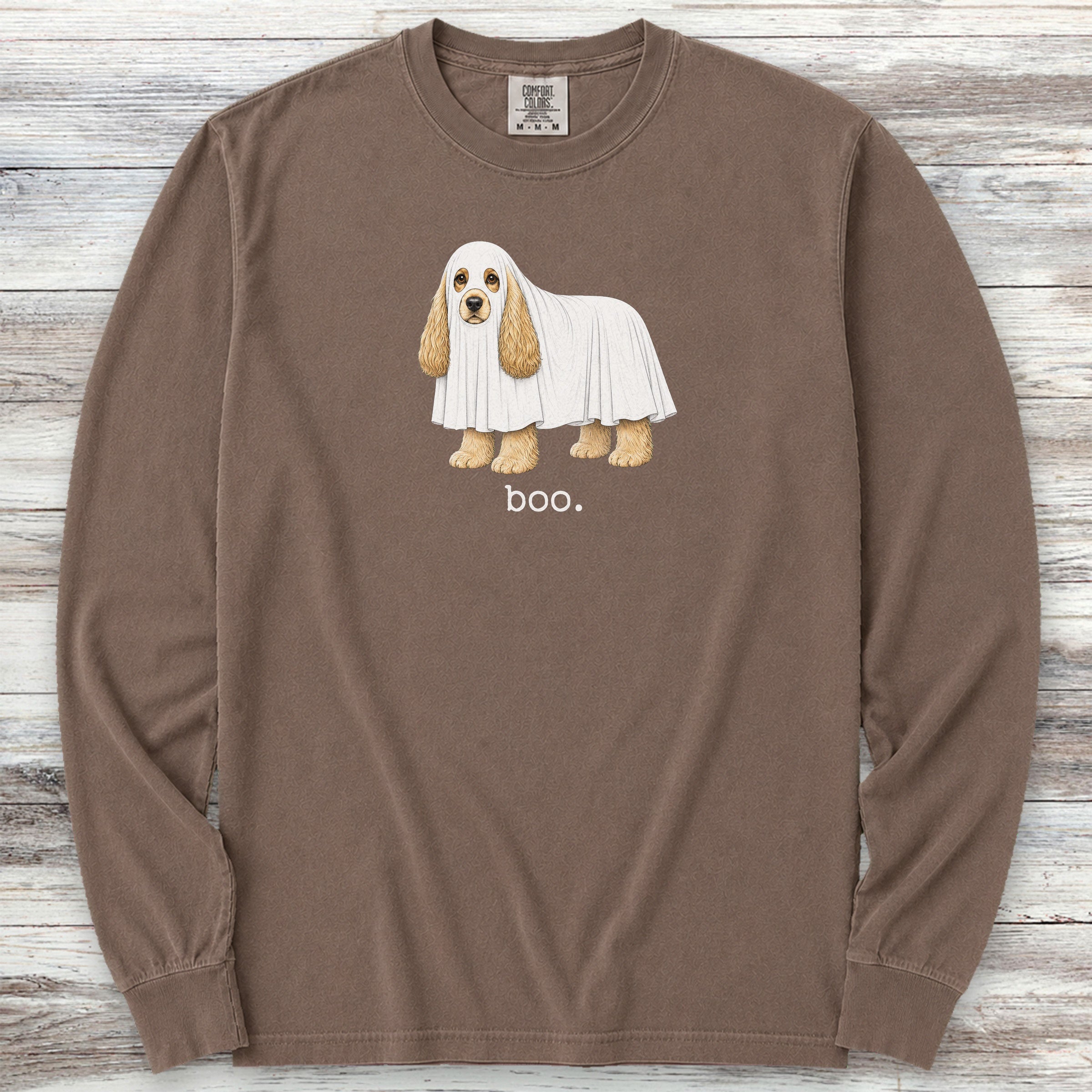 Cocker Spaniel Boo Long Sleeve Tee - Espresso