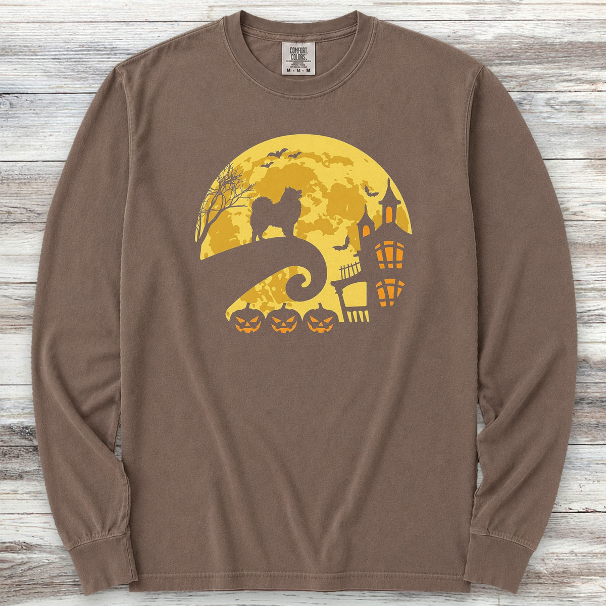 Samoyed Halloween Moon Long Sleeve Tee - Espresso