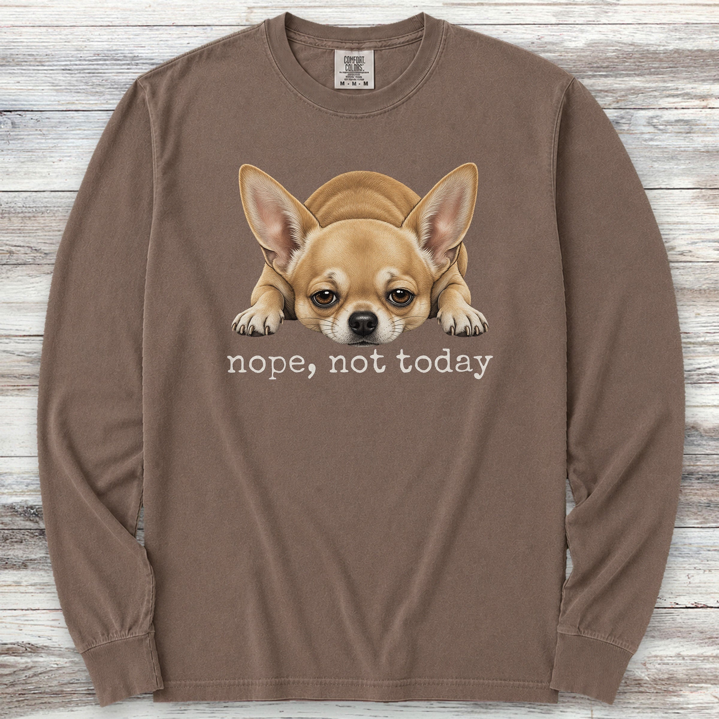 Chihuahua Nope Long Sleeve Tee - Espresso