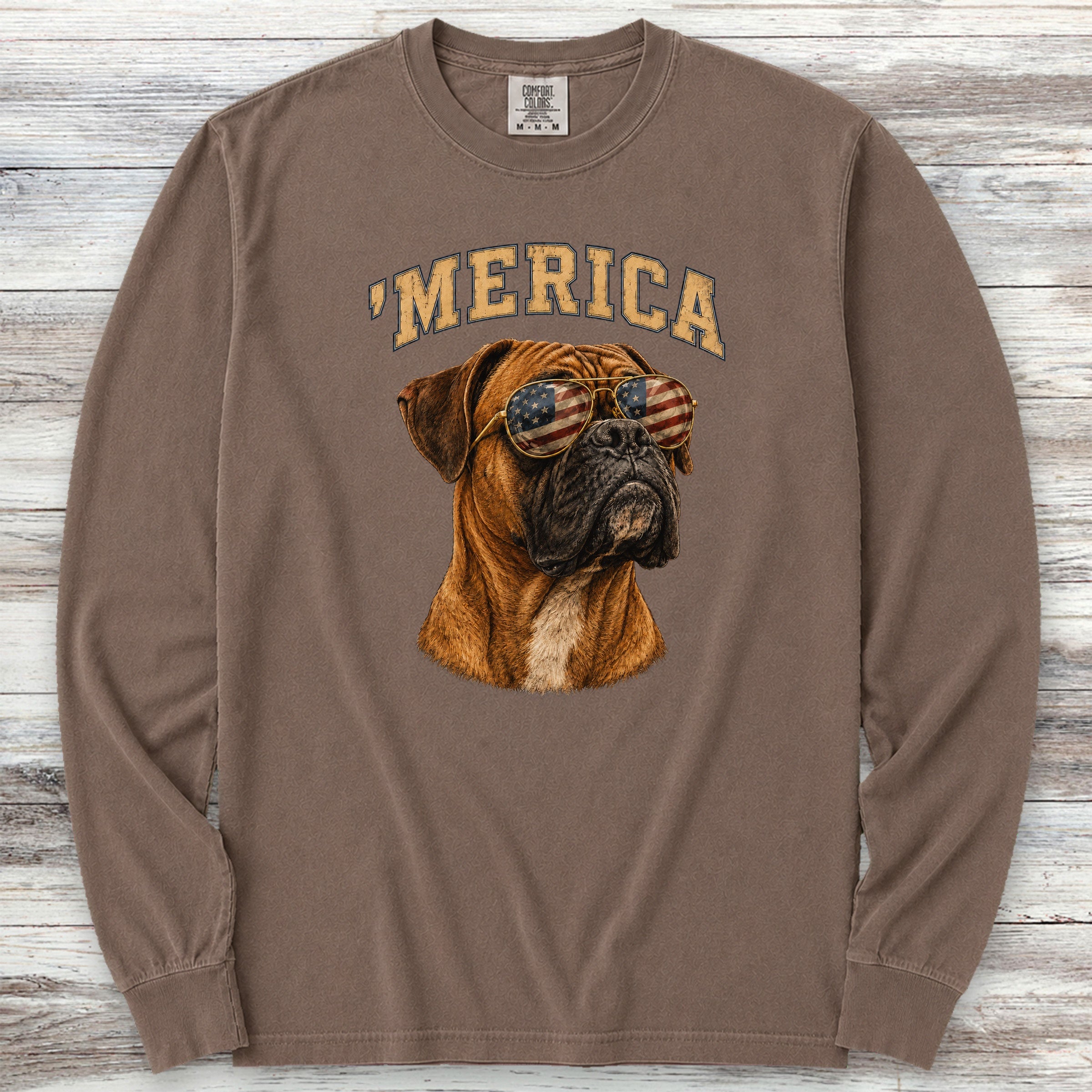 Boxer 'Merica Long Sleeve Tee - Espresso
