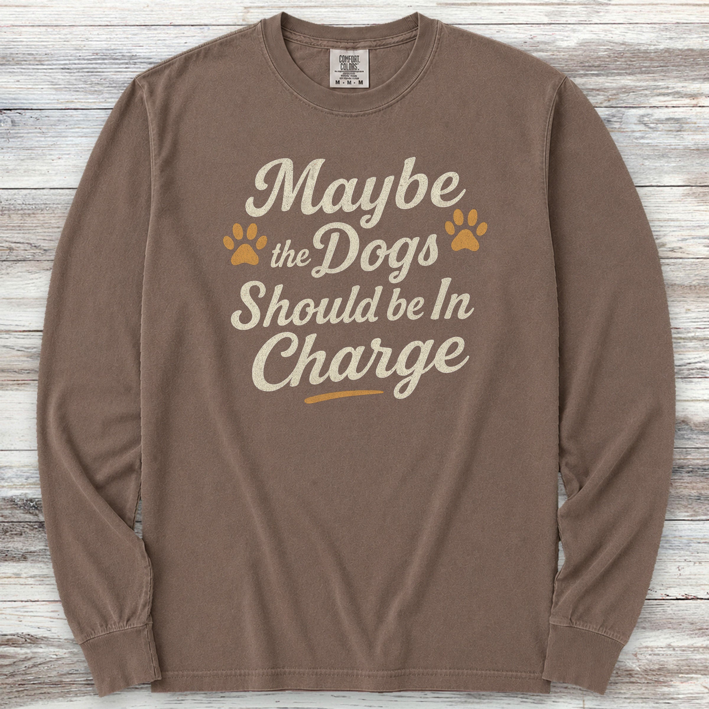 Dogs In Charge Long Sleeve Tee - Espresso