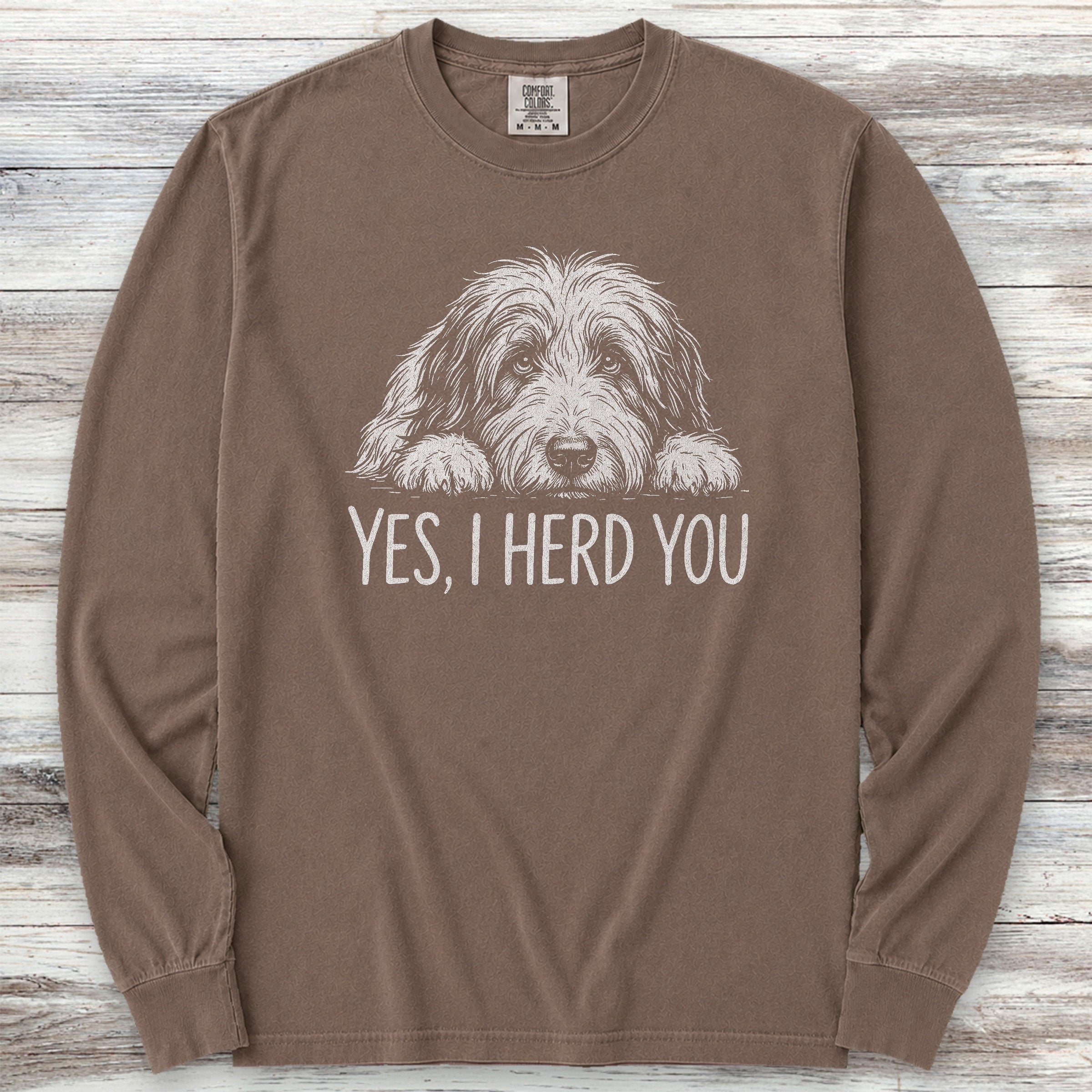 Bearded Collie Herd You Long Sleeve Tee - Espresso