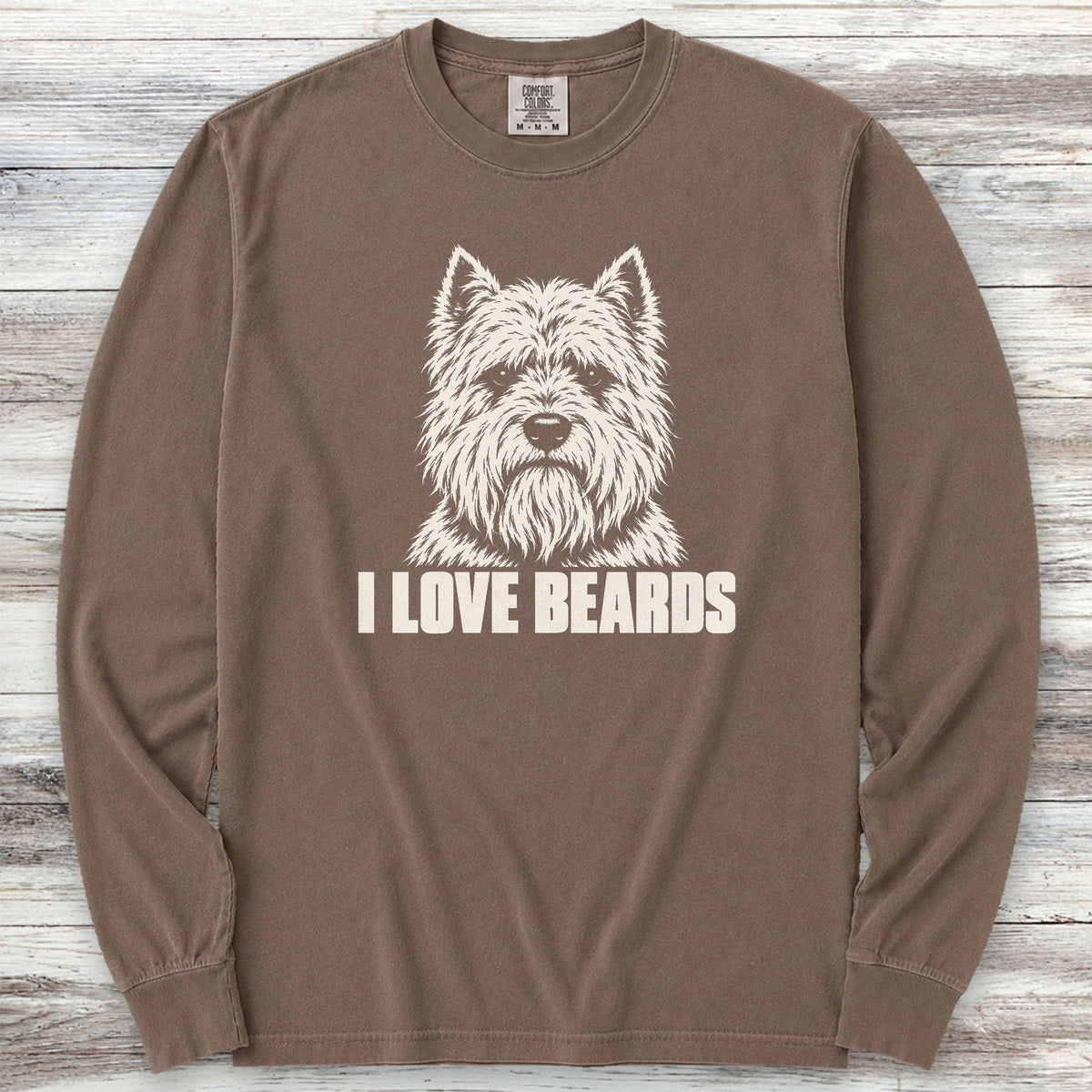 West Highland I Love Beards Long Sleeve Tee - Espresso