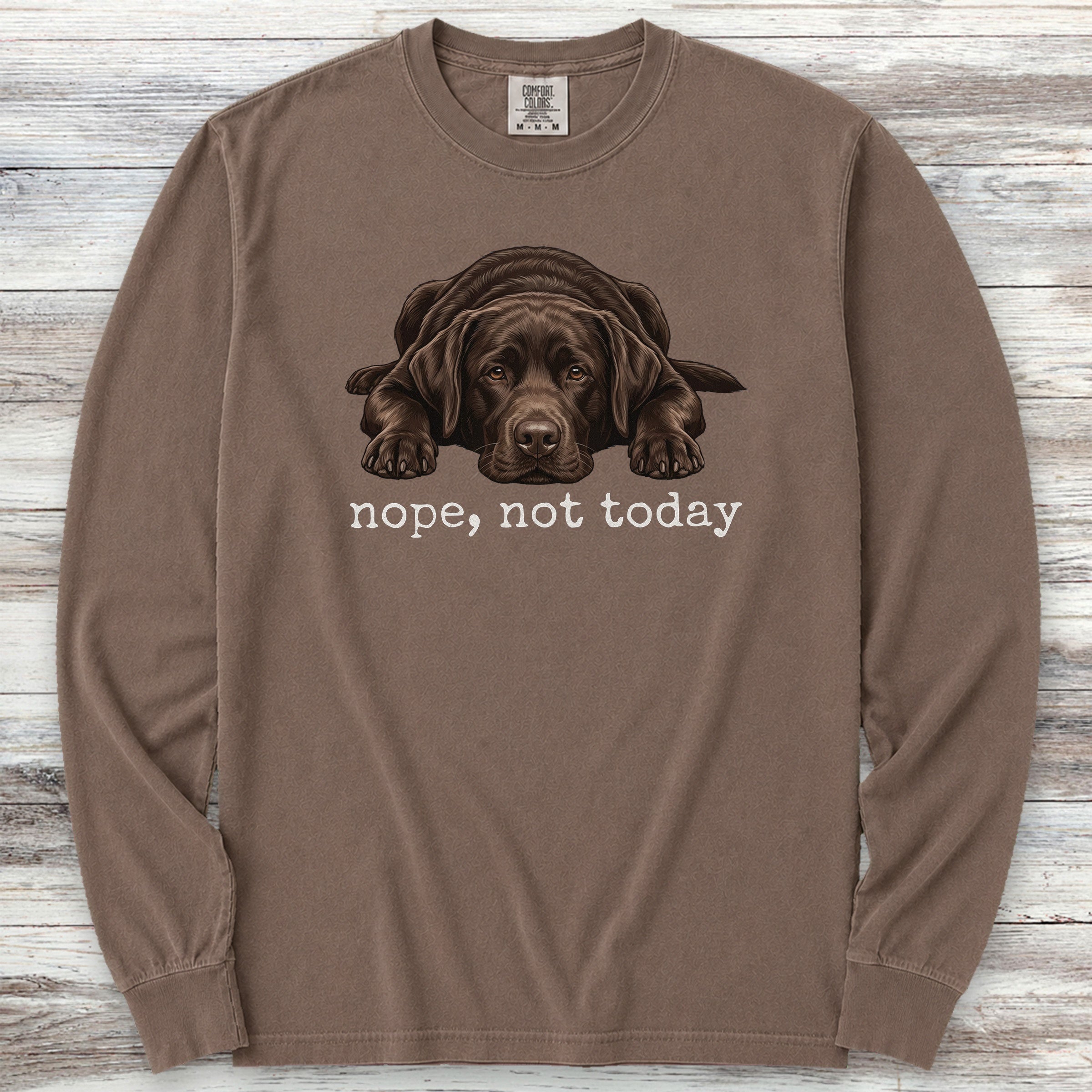 Labrador Retriever Chocolate Nope Long Sleeve Tee - Espresso