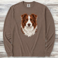 Border Collie Red Studio Portrait Long Sleeve Tee - Espresso