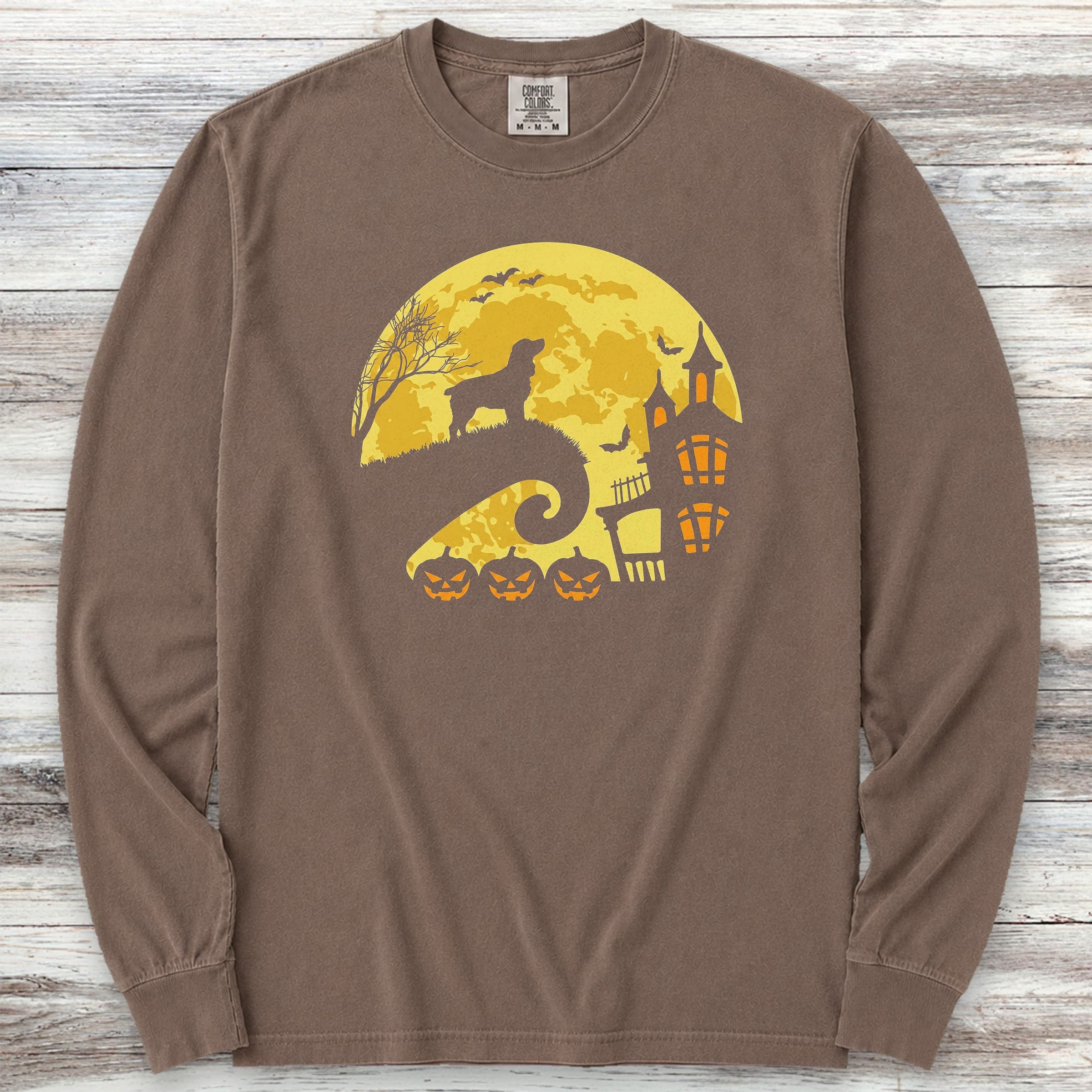 Boykin Spaniel Halloween Moon Long Sleeve Tee - Espresso