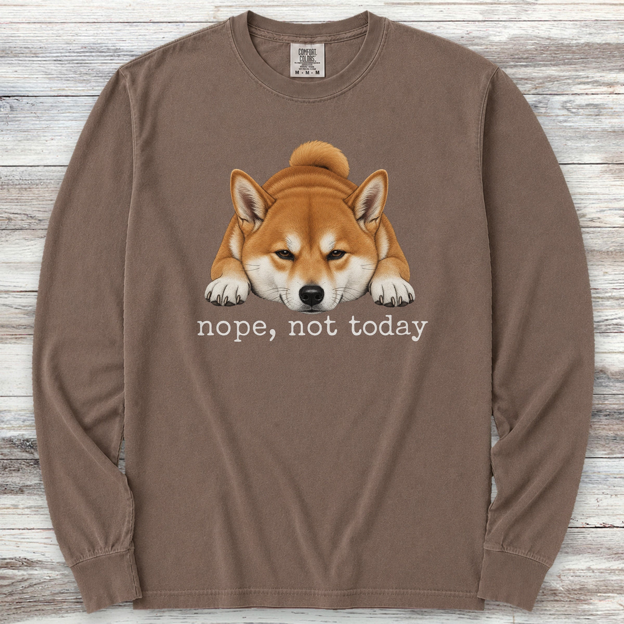 Shiba Inu Nope Long Sleeve Tee - Espresso