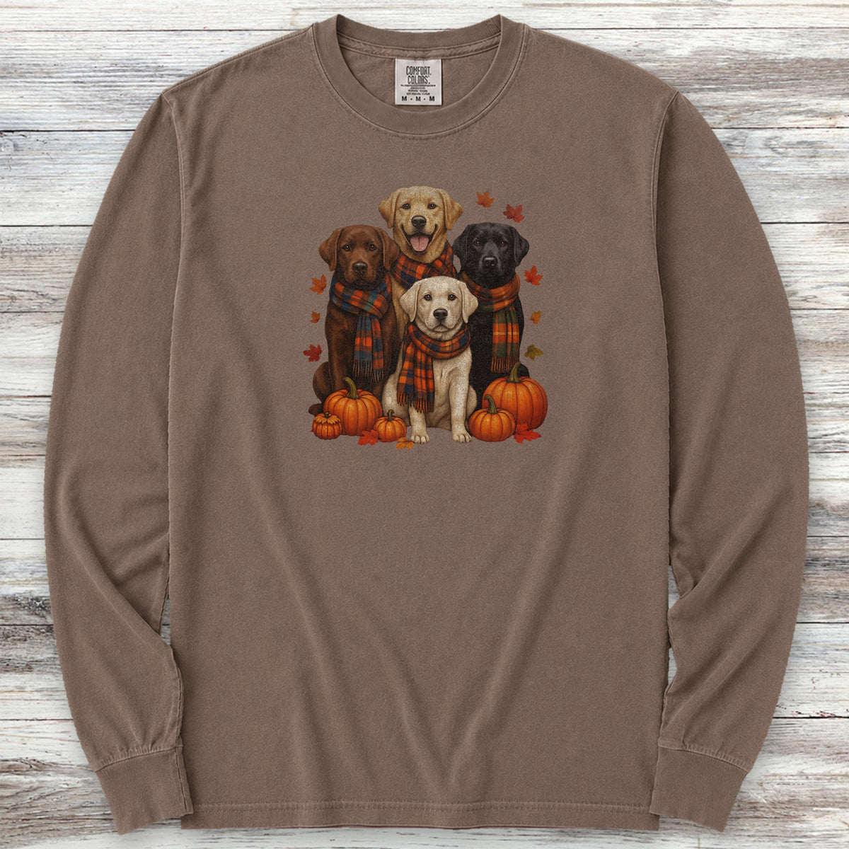 Labrador Retriever Fall Long Sleeve Tee - Espresso