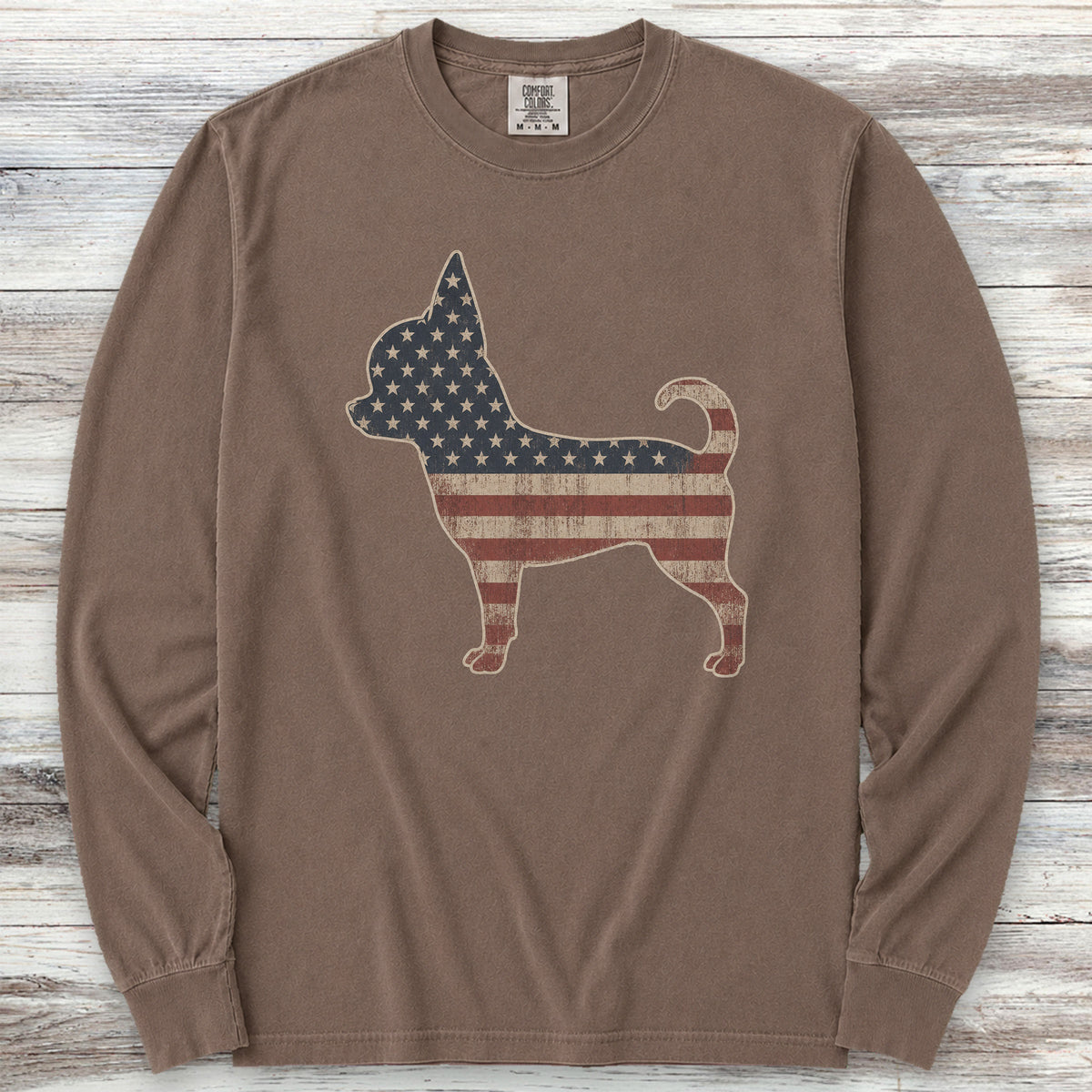 Chihuahua Vintage USA Long Sleeve Tee - Espresso