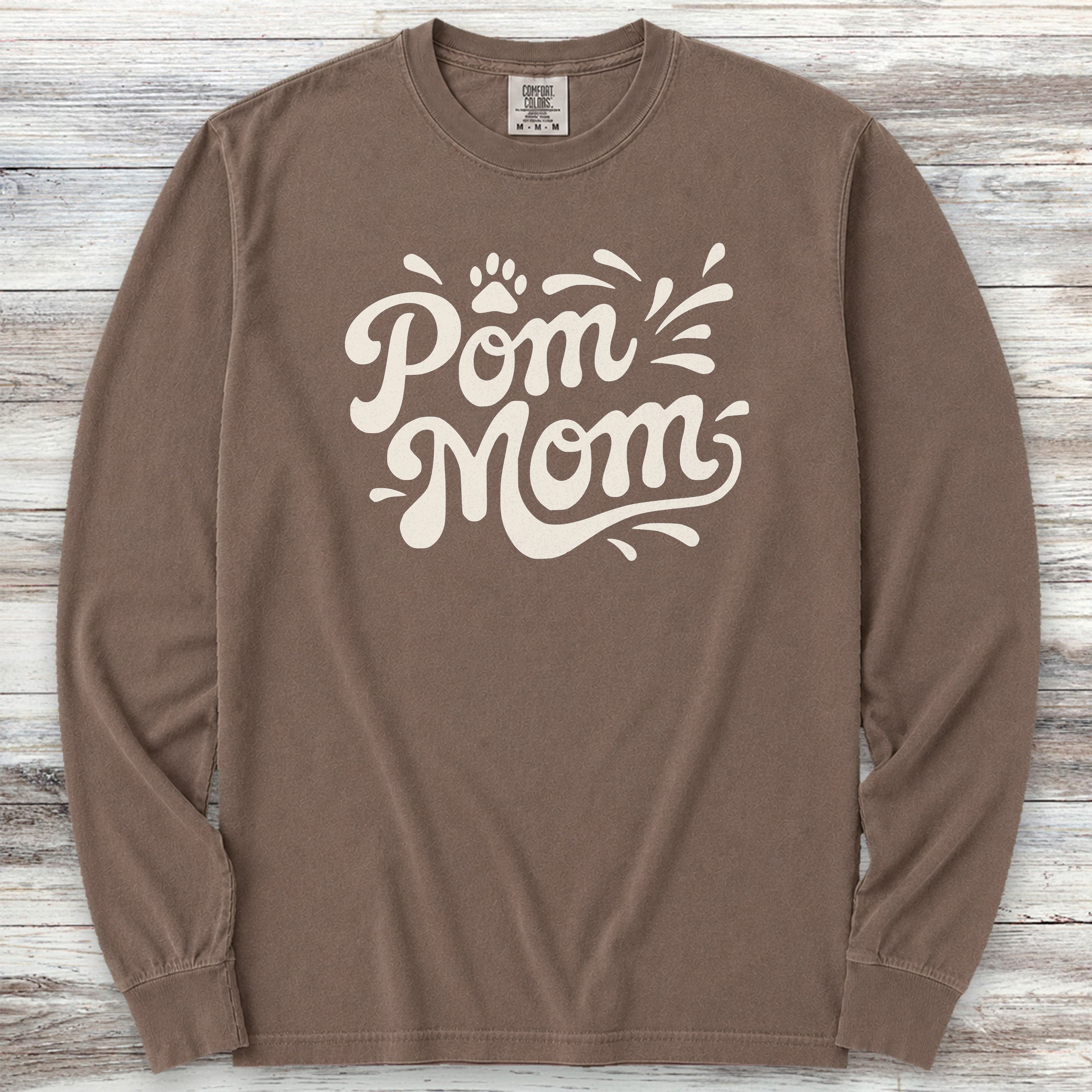 Pomeranian Groovy Mom Long Sleeve Tee - Espresso