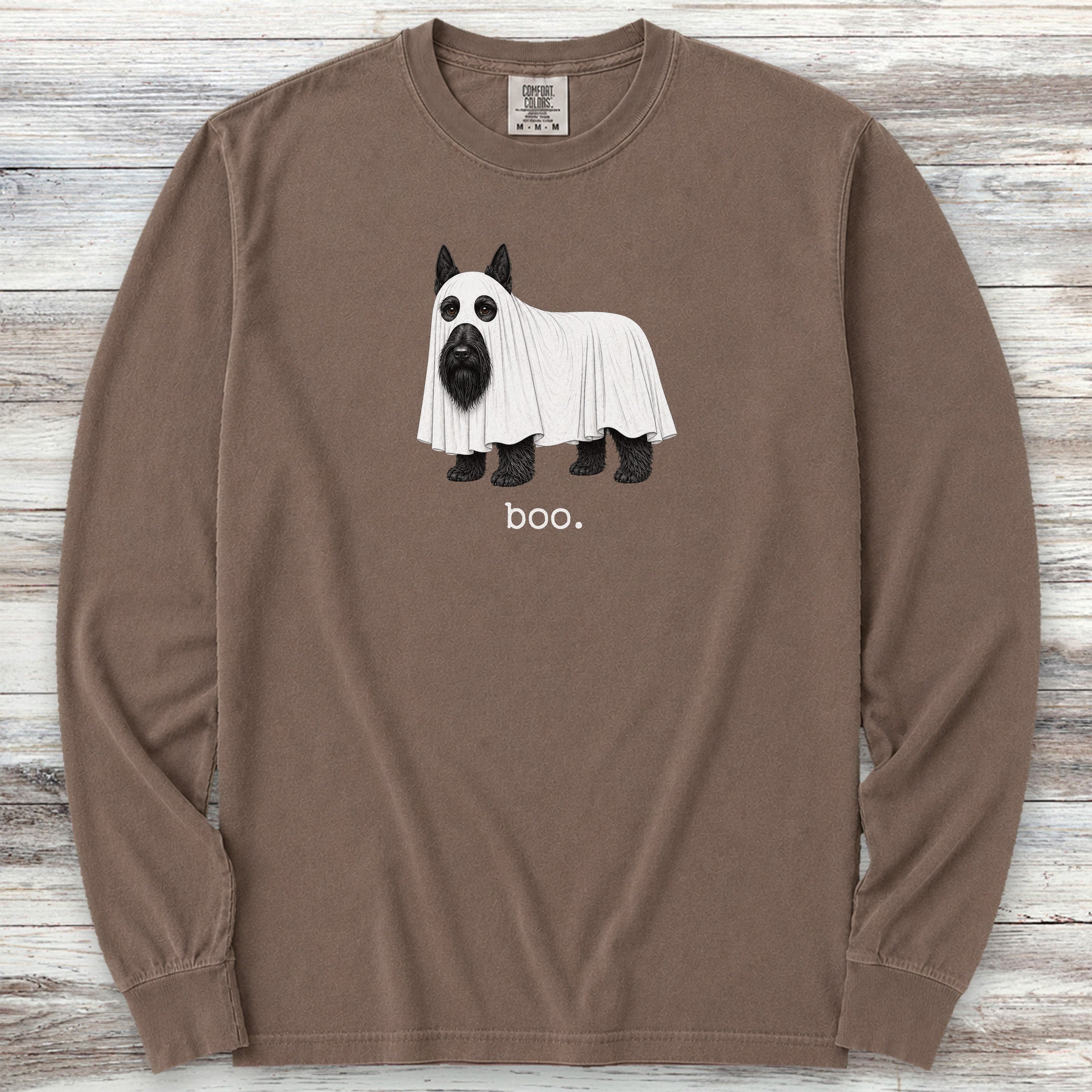 Scottish Terrier Boo Long Sleeve Tee - Espresso