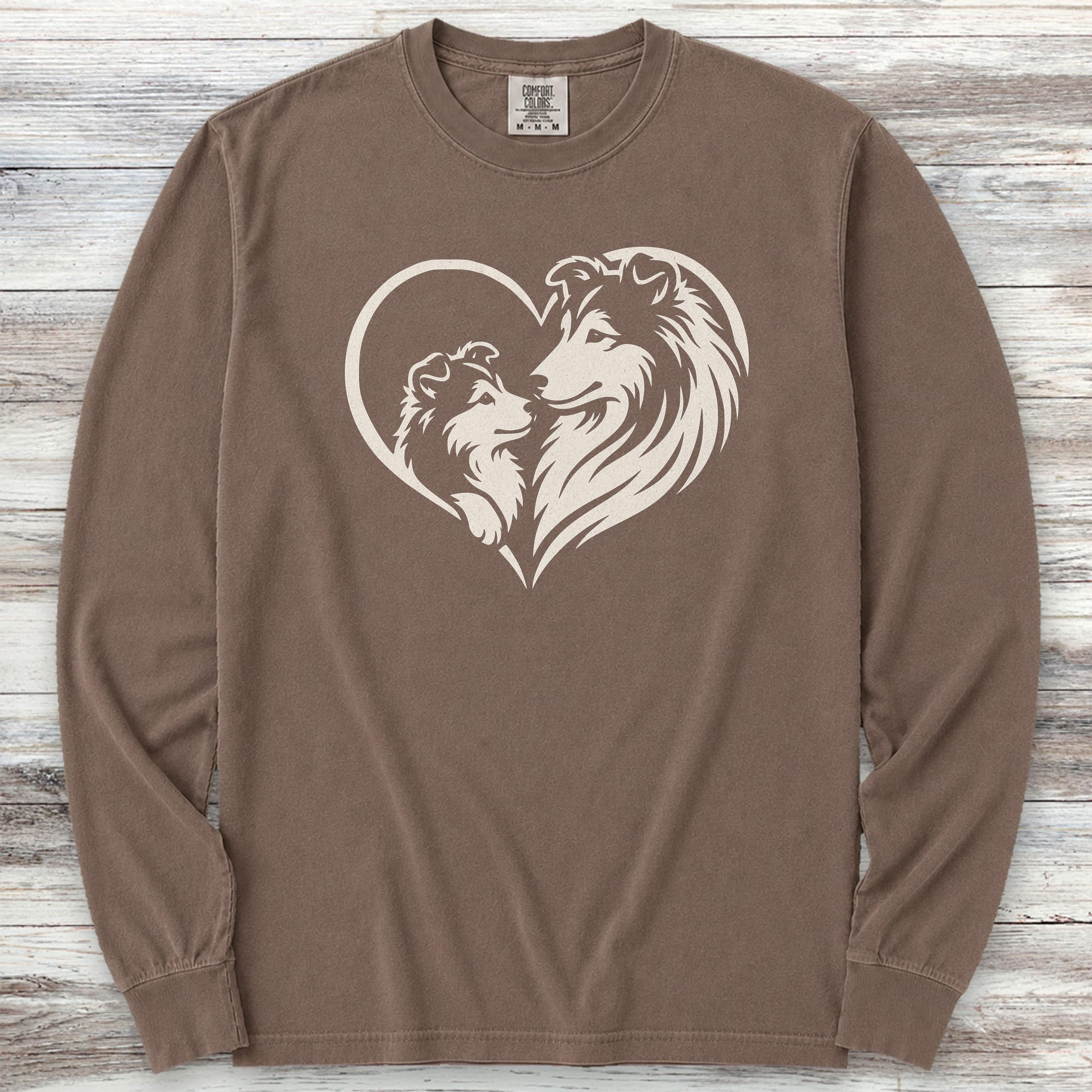 Shetland Sheepdog Heart Bond Long Sleeve Tee - Espresso