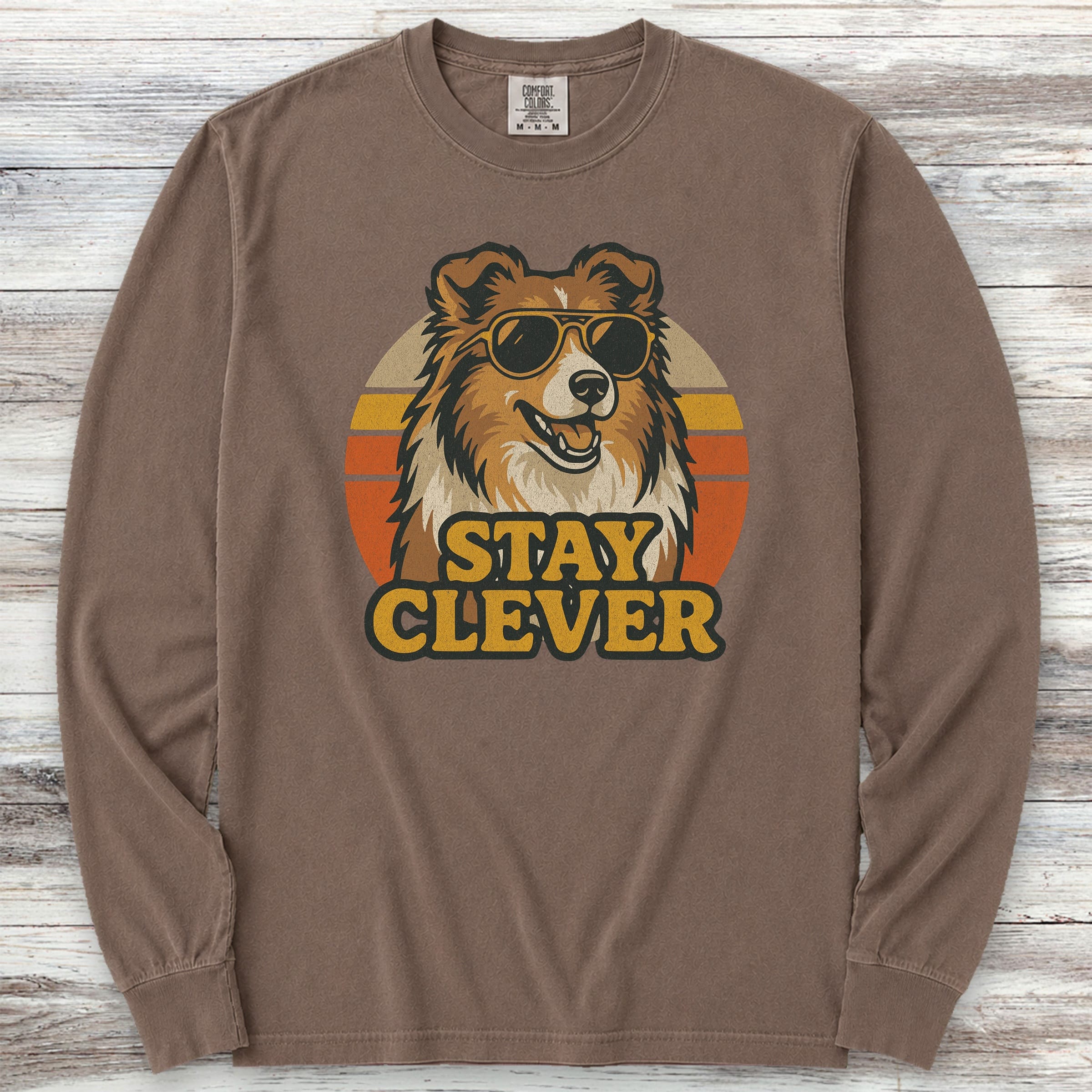 Shetland Sheepdog Clever Long Sleeve Tee - Espresso