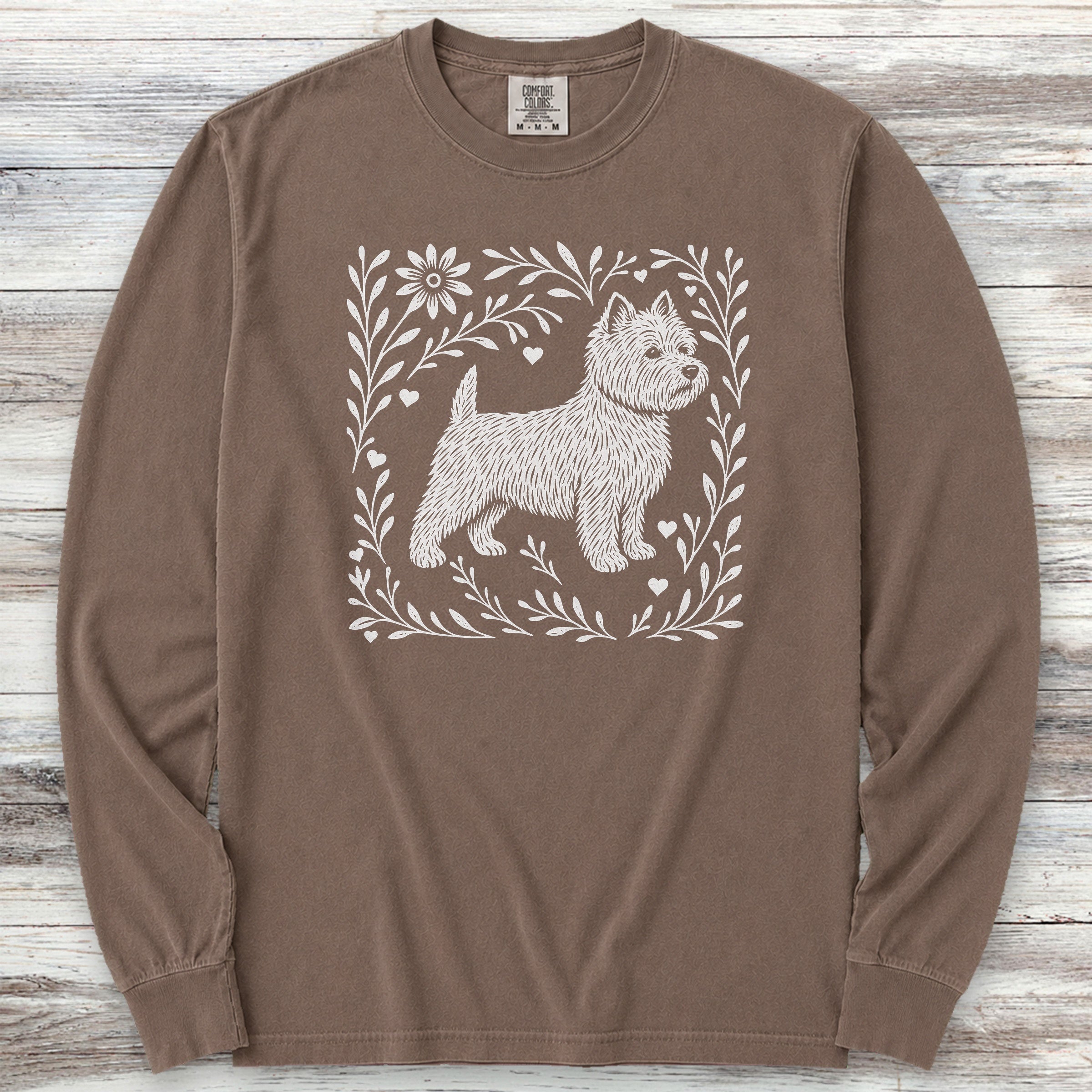 West Highland Linocut Long Sleeve Tee - Espresso