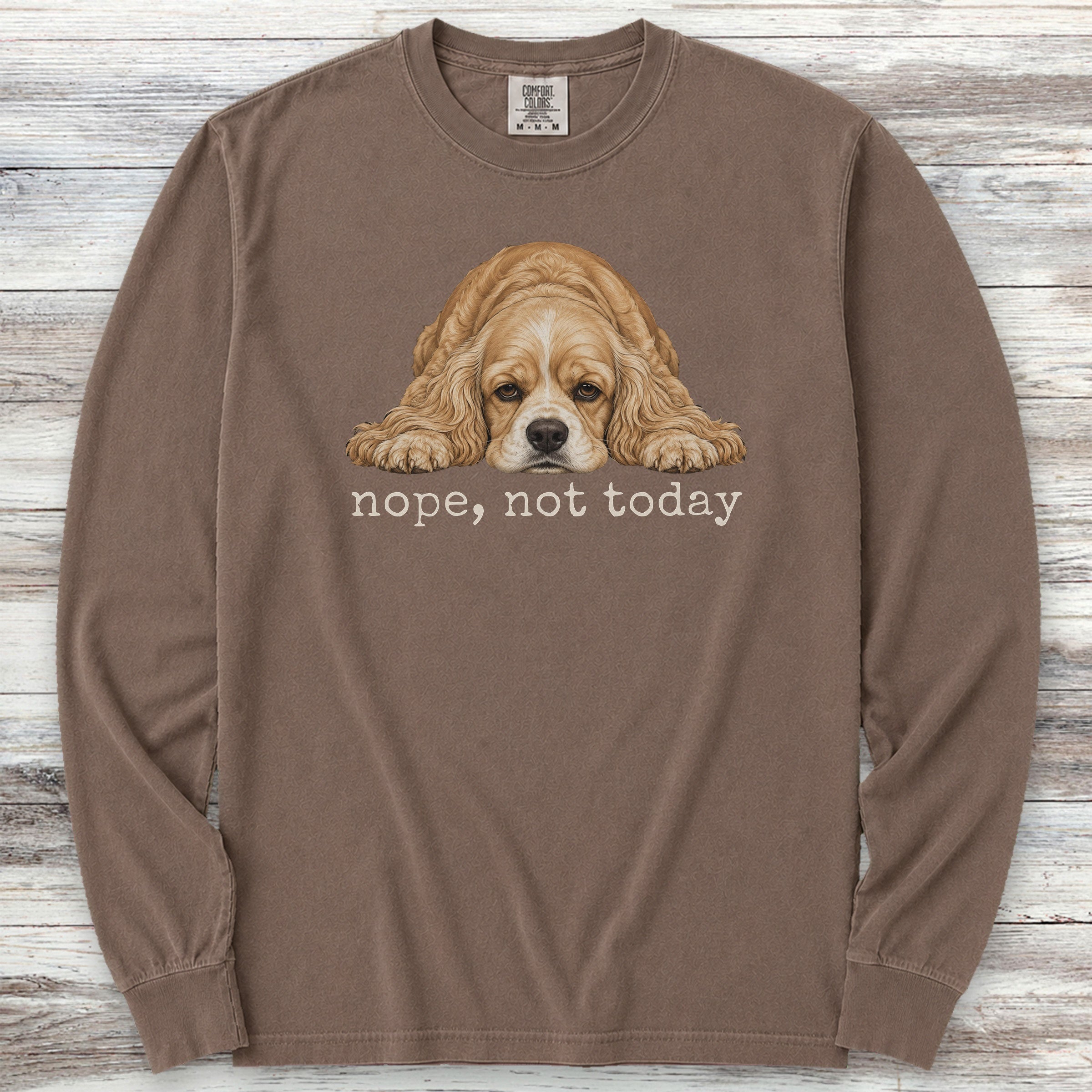 Cocker Spaniel Nope Long Sleeve Tee - Espresso