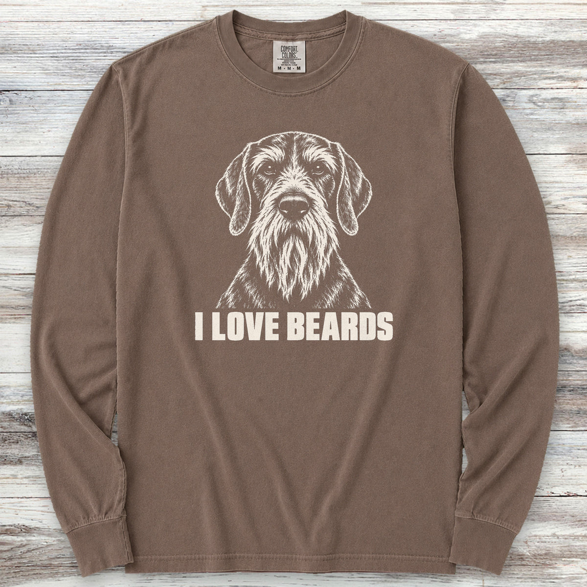 German Wirehaired Pointer I Love Beards Long Sleeve Tee - Espresso