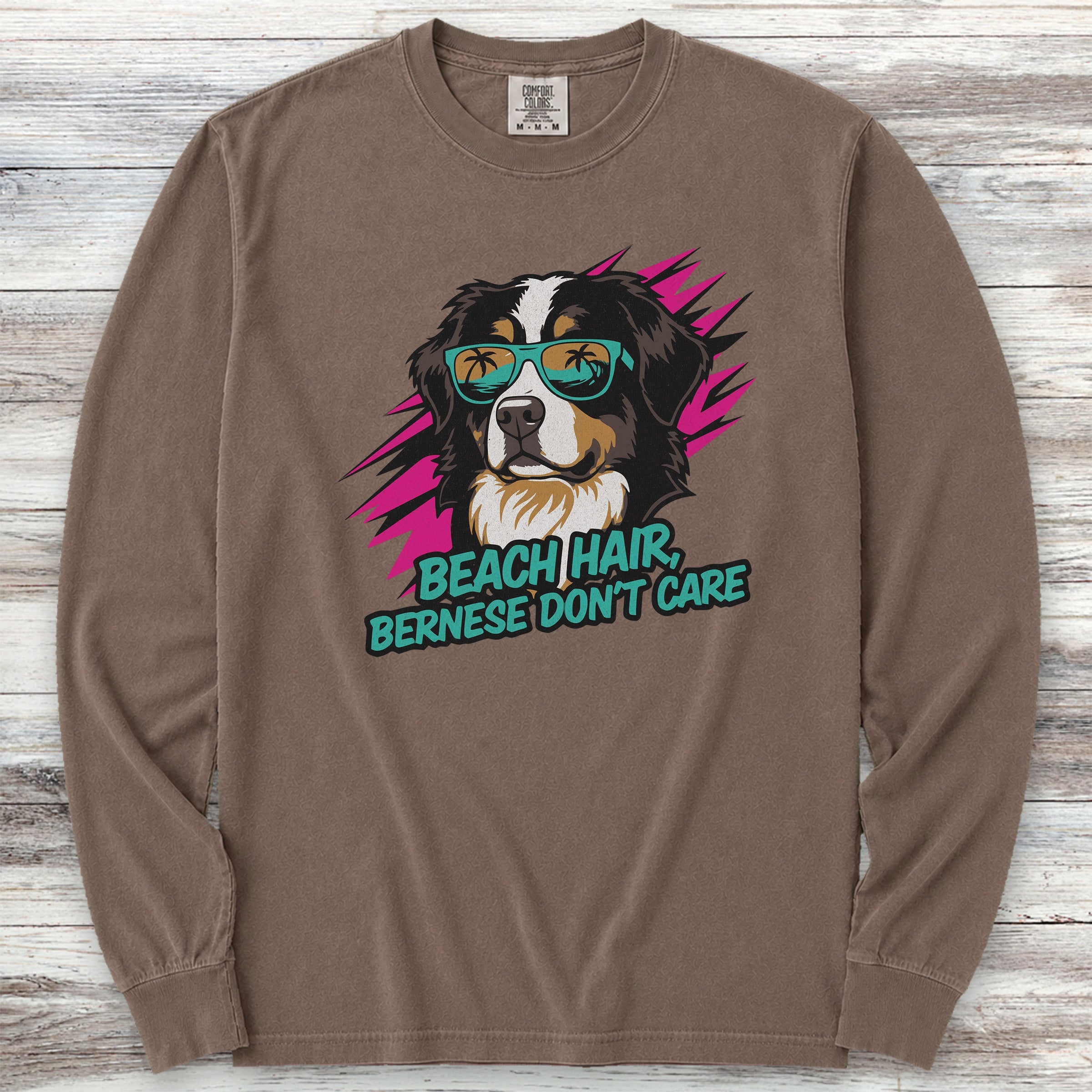 Bernese Mountain Dog Beach Hair Long Sleeve Tee - Espresso