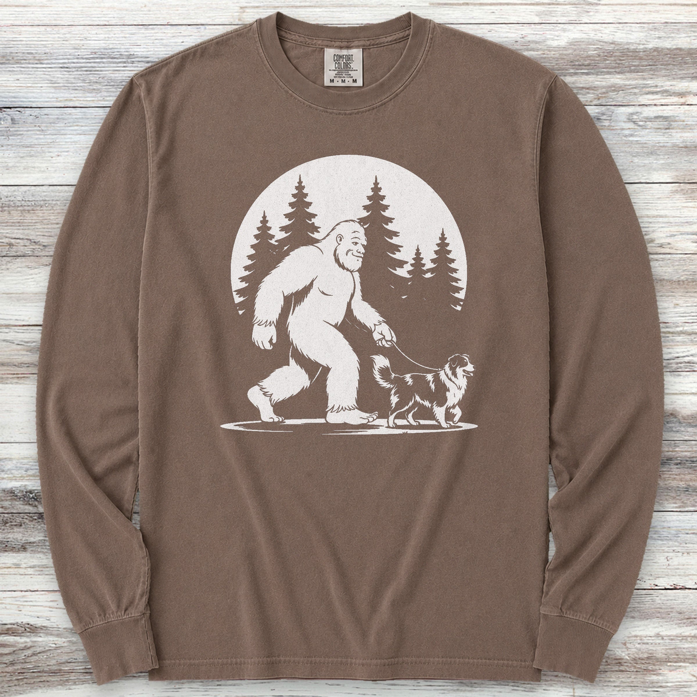 Australian Shepherd Bigfoot Long Sleeve Tee - Espresso