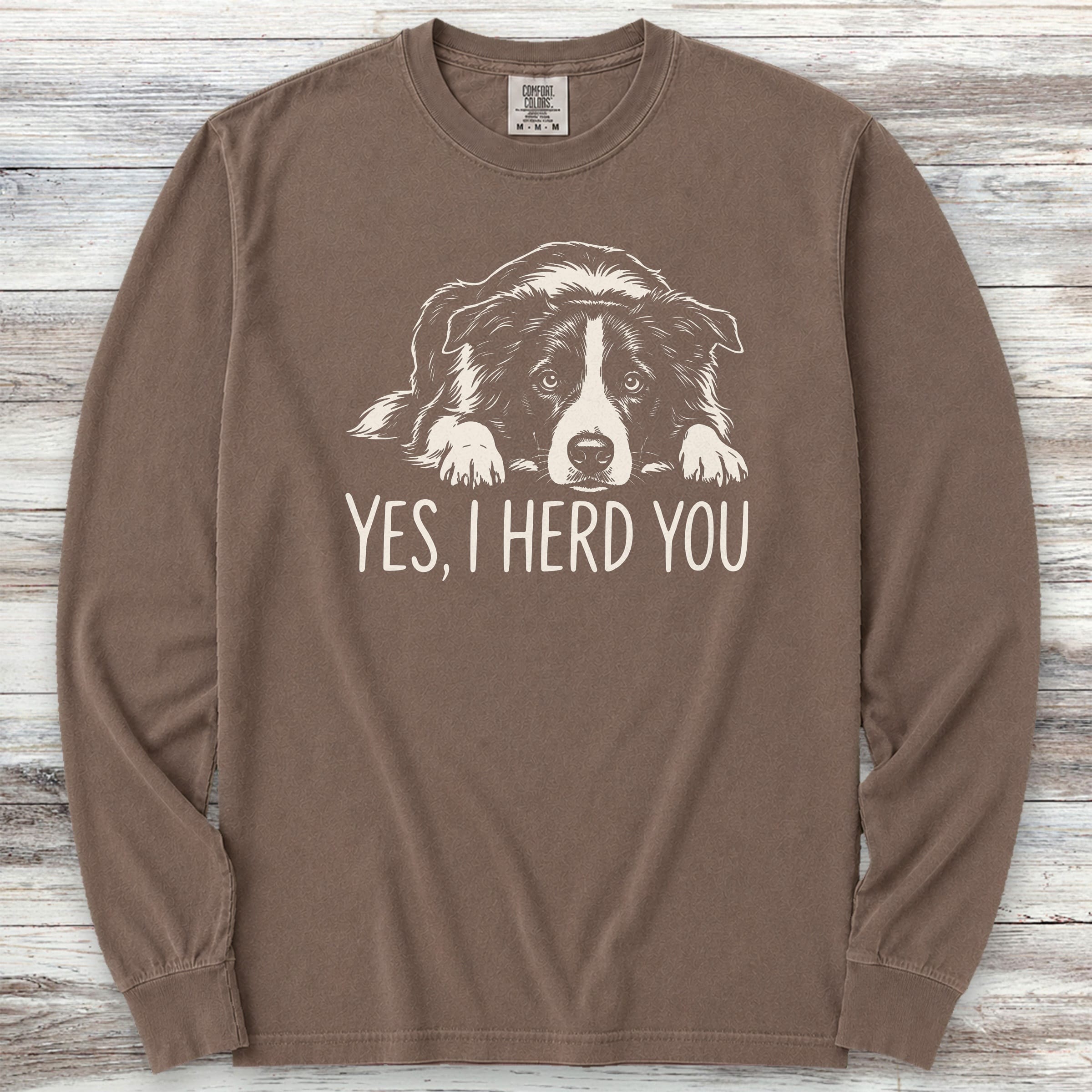 Border Collie Herd You Long Sleeve Tee - Espresso