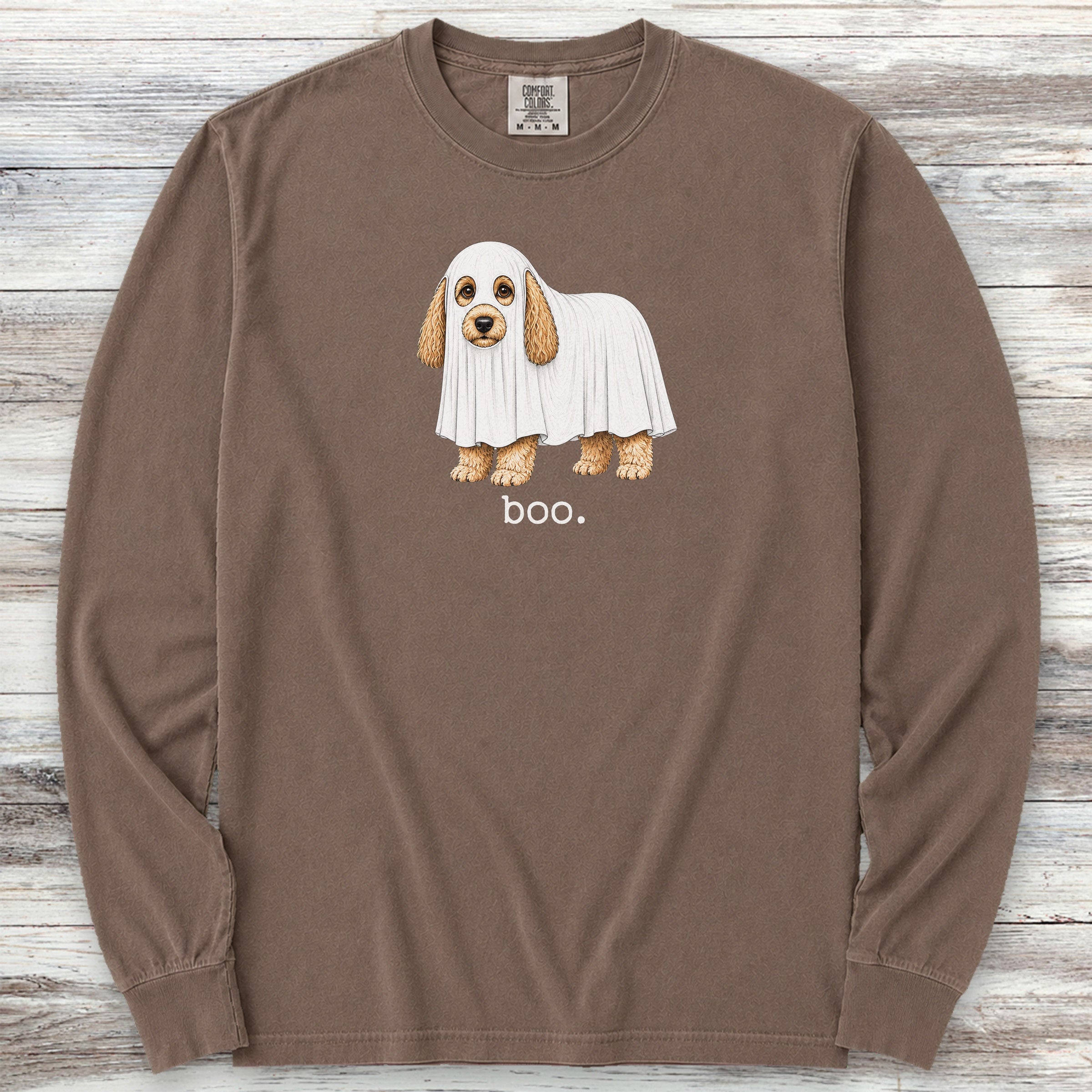 Cockapoo Boo Long Sleeve Tee - Espresso