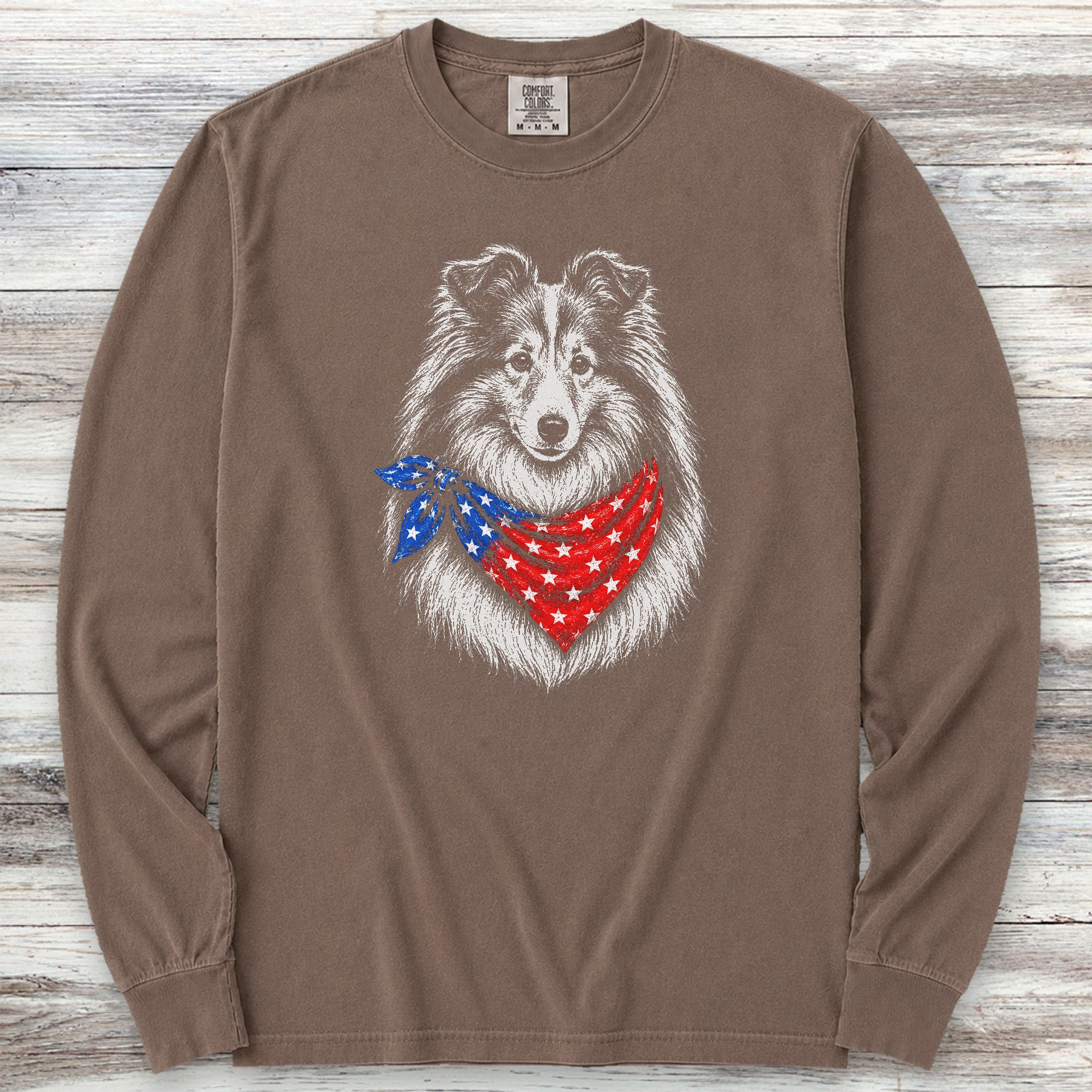 Shetland Sheepdog USA Long Sleeve Tee - Espresso